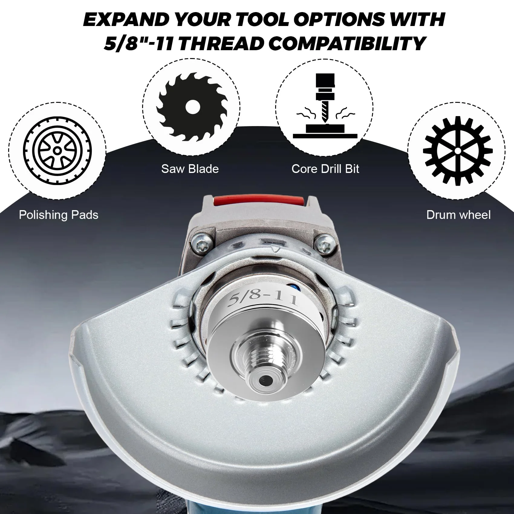XLOCK to 5/8"-11 Thread Adapter Kit – Stainless Steel Angle Grinder Quick-Change Conversion for Saw Blades/Polish Discs/Diamond Core Bits, Include Flange Lock Nut, Convert XLOCK Tool - Image 5