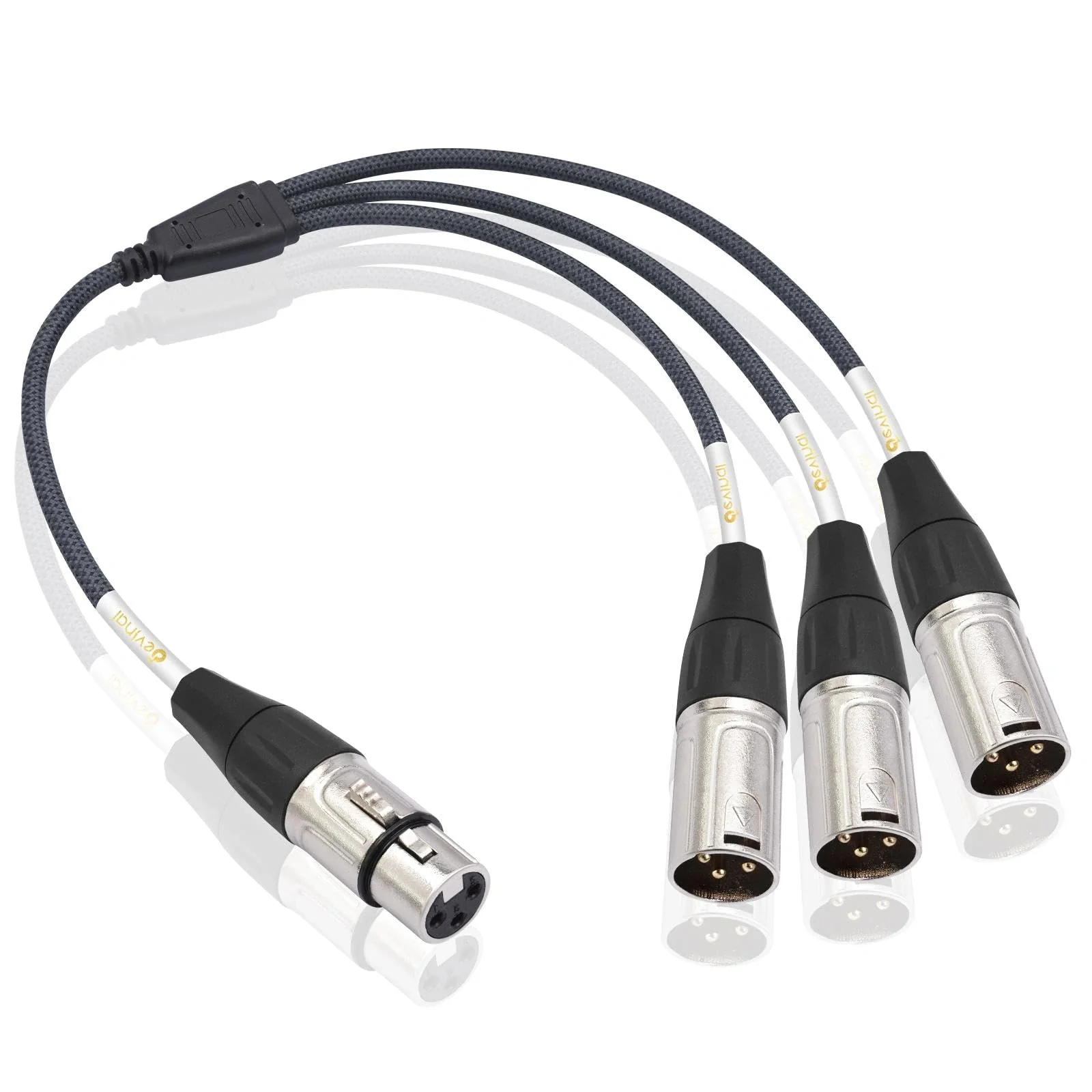 XLR 3 Way Splitter Cable, Devianl 1 Female to 3 Male XLR Split, Balanced Microphone 1 to 3 Cord Adapter Combiner, 2 FT 2FT/ 1 Pack (1 to 3)