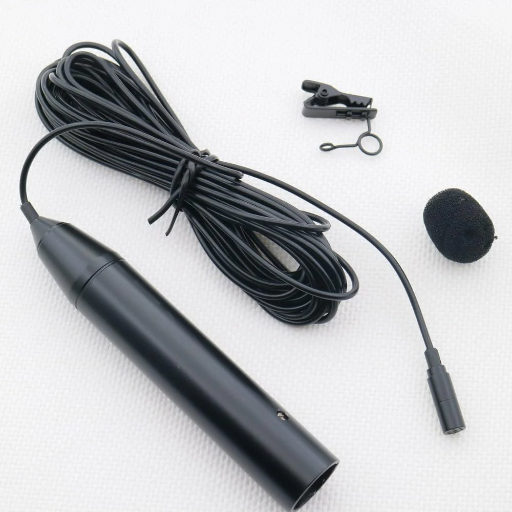 XLR 48V Phantom Power 3Pin Lavalier Microphone Tie Clip 5m Wire Lapel Microfone