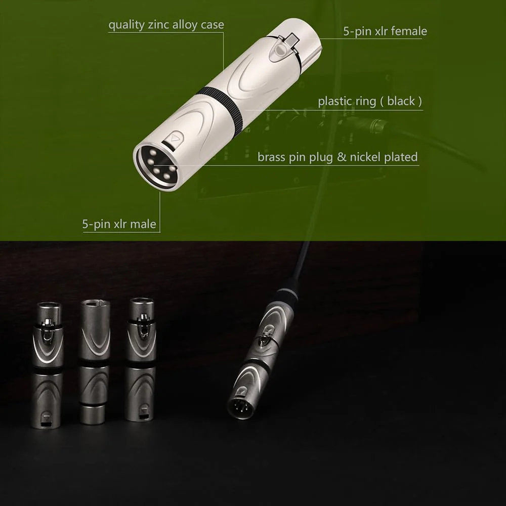 XLR Adapter, 5 Pin Female to 5 Pin Female Connector for DMX Audio Mixer Mic Extension - 2 Pack 5PIN XLR Female to 5PIN XLR Female(D1069) - Image 3