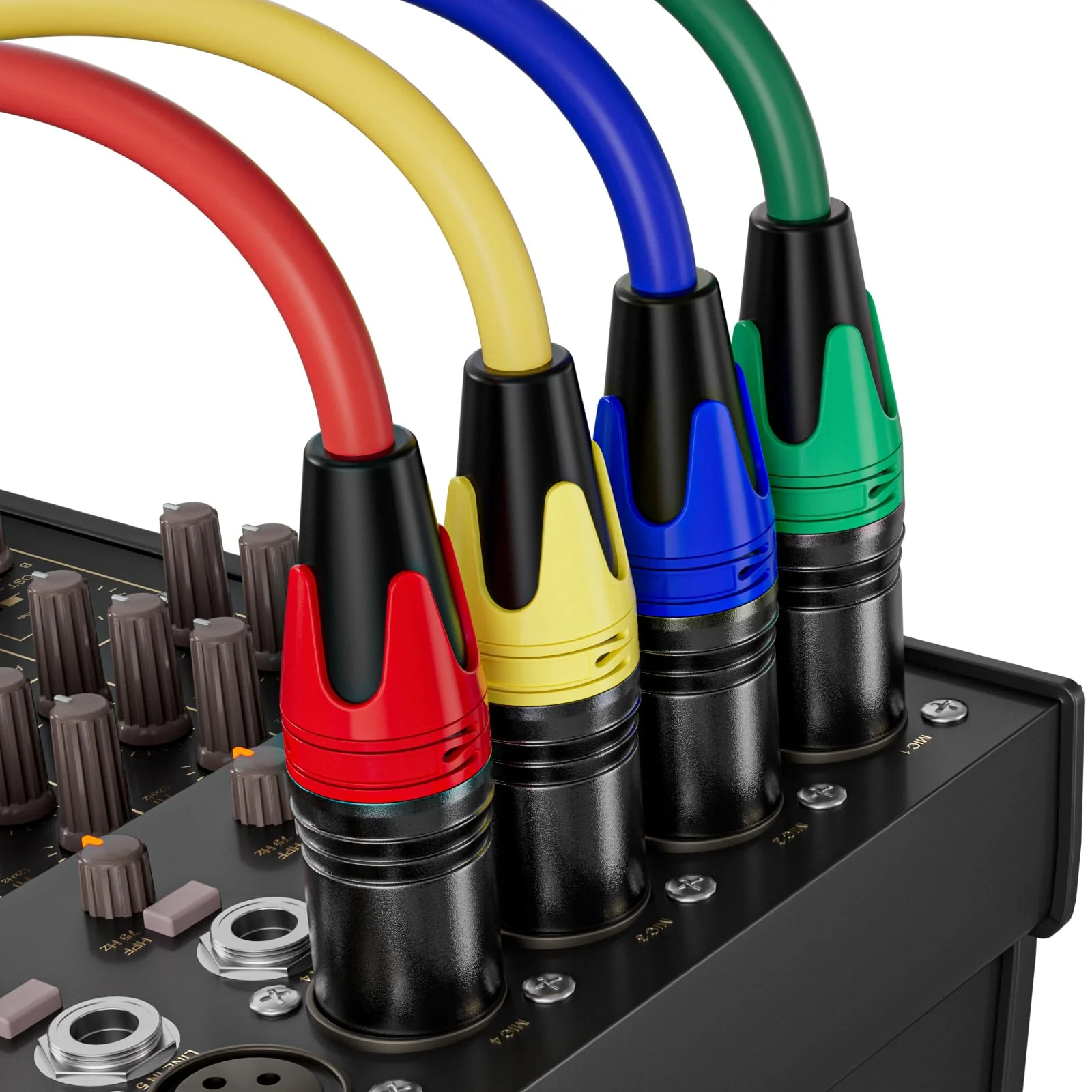 XLR Cable 10ft 4 Packs - Premium Balanced Microphone Cable with 3-Pin XLR Male to Female Mic Speaker Cable, 4 Colors (Red, Yellow, Green, Blue), Pure Copper and Plated Conductors 10 FT, 4Packs Colors: Red, Yellow, Green, Blue - Image 3