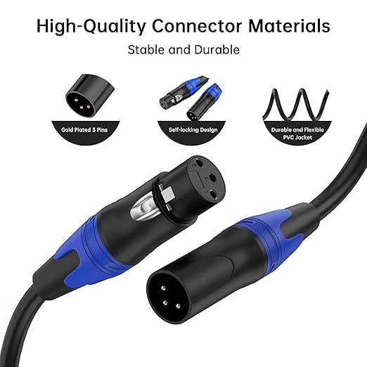 XLR Cable 10ft 4 Packs - Premium Balanced Microphone Cable with 3-Pin XLR Male to Female Mic Speaker Cable, 4 Colors (Red, Yellow, Green, Blue), Pure Copper and Plated Conductors 10 FT, 4Packs Colors: Red, Yellow, Green, Blue - Image 6