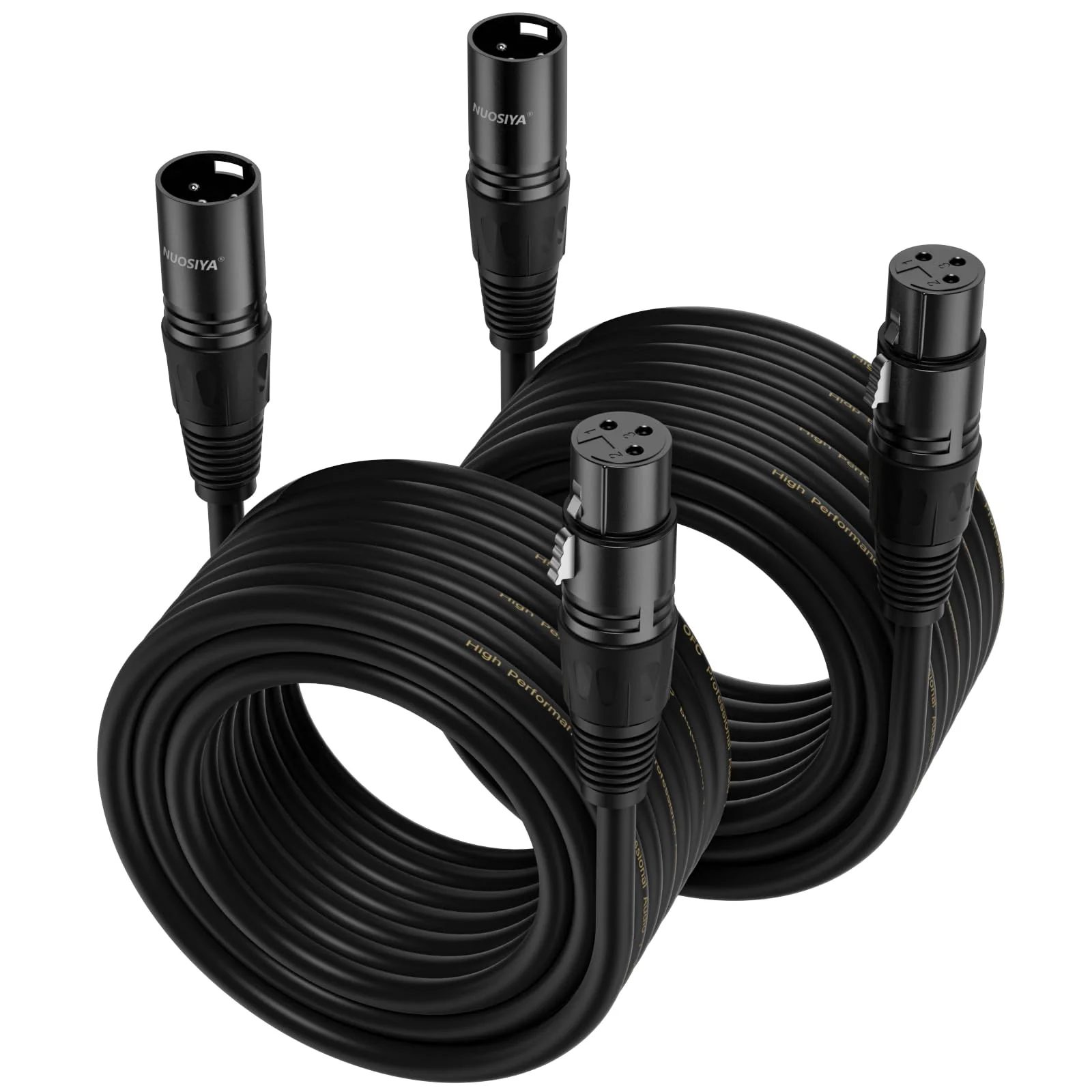 XLR Cable 25 Ft 2 Packs,Microphone Cables,Premium Balanced Microphone Mic Speaker Cable with 3-Pin XLR Male to Female DMX Cable,Black 25 Feet-2 Pack Black