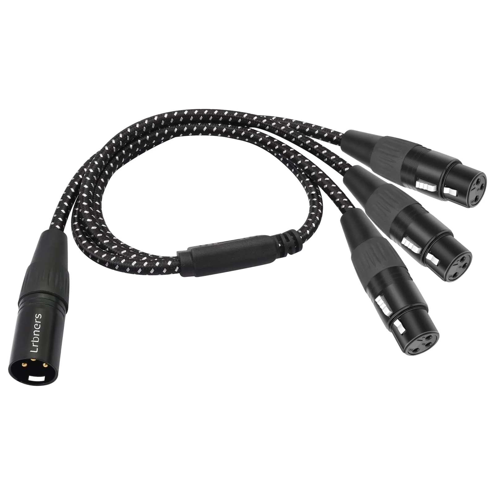XLR Male to 3 Female Splitter Cable 2FT - Heavy-Duty Metal Braided Y-Spltr, Non-Slip Grip, 3-Way Audio Distribution for Mixers/Mics/PA 1 Male to 3 Female