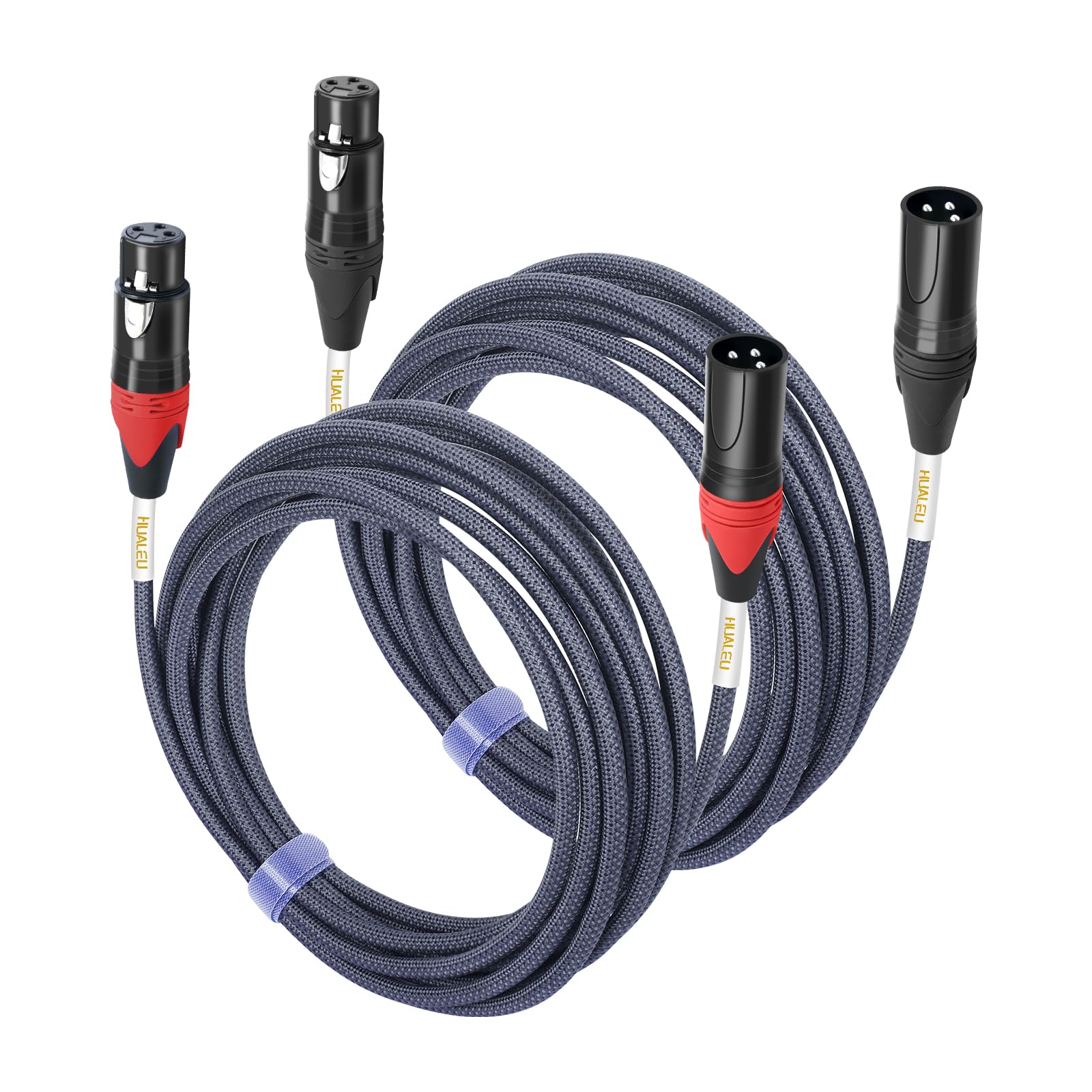 XLR Male to Female 25ft Microphone Cable Oxygen-Free Copper (OFC) XLR Male to Female Cord 3-pin Balanced Microphone Speaker Cable-2 Pack 25Feet