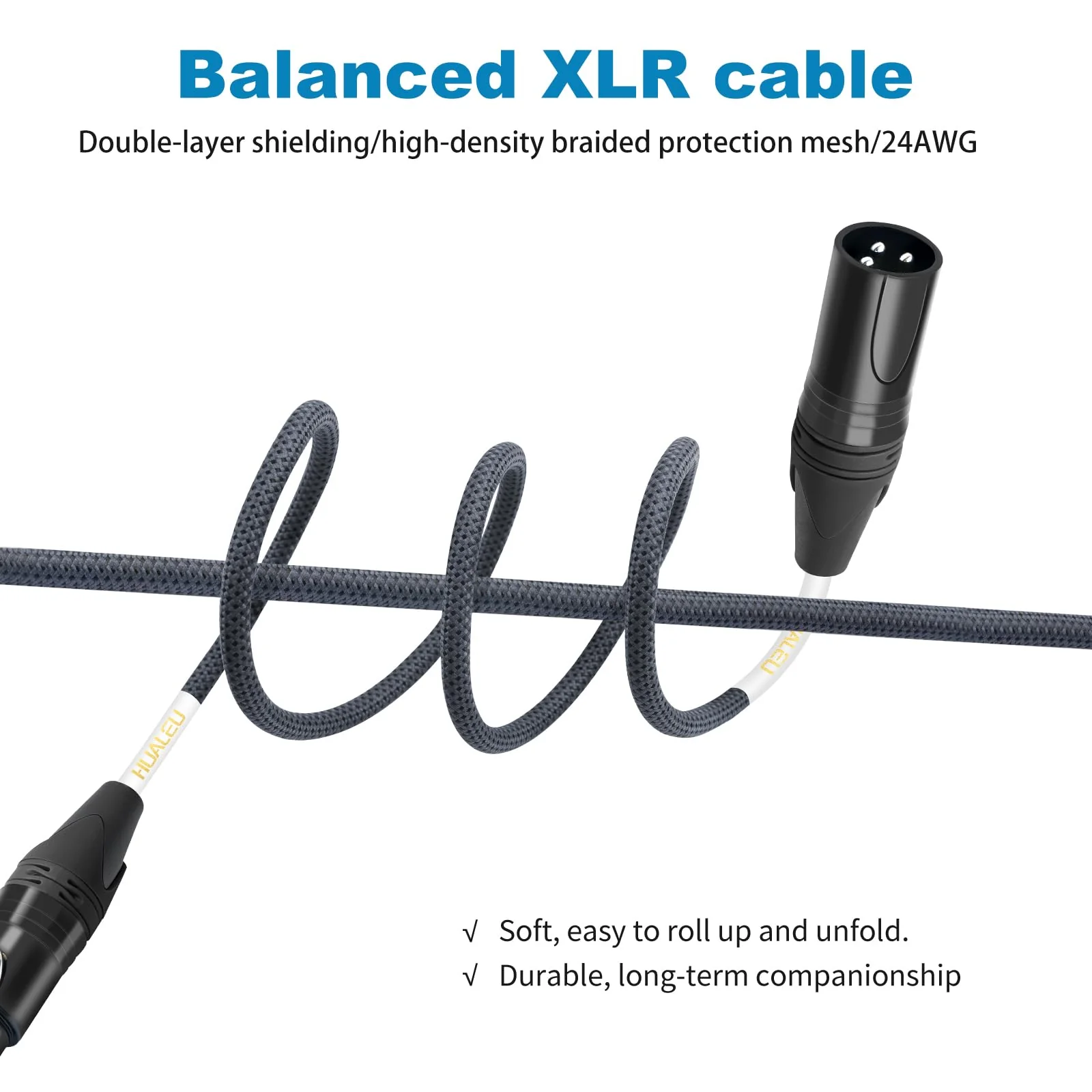 XLR Male to Female 25ft Microphone Cable Oxygen-Free Copper (OFC) XLR Male to Female Cord 3-pin Balanced Microphone Speaker Cable-2 Pack 25Feet - Image 2