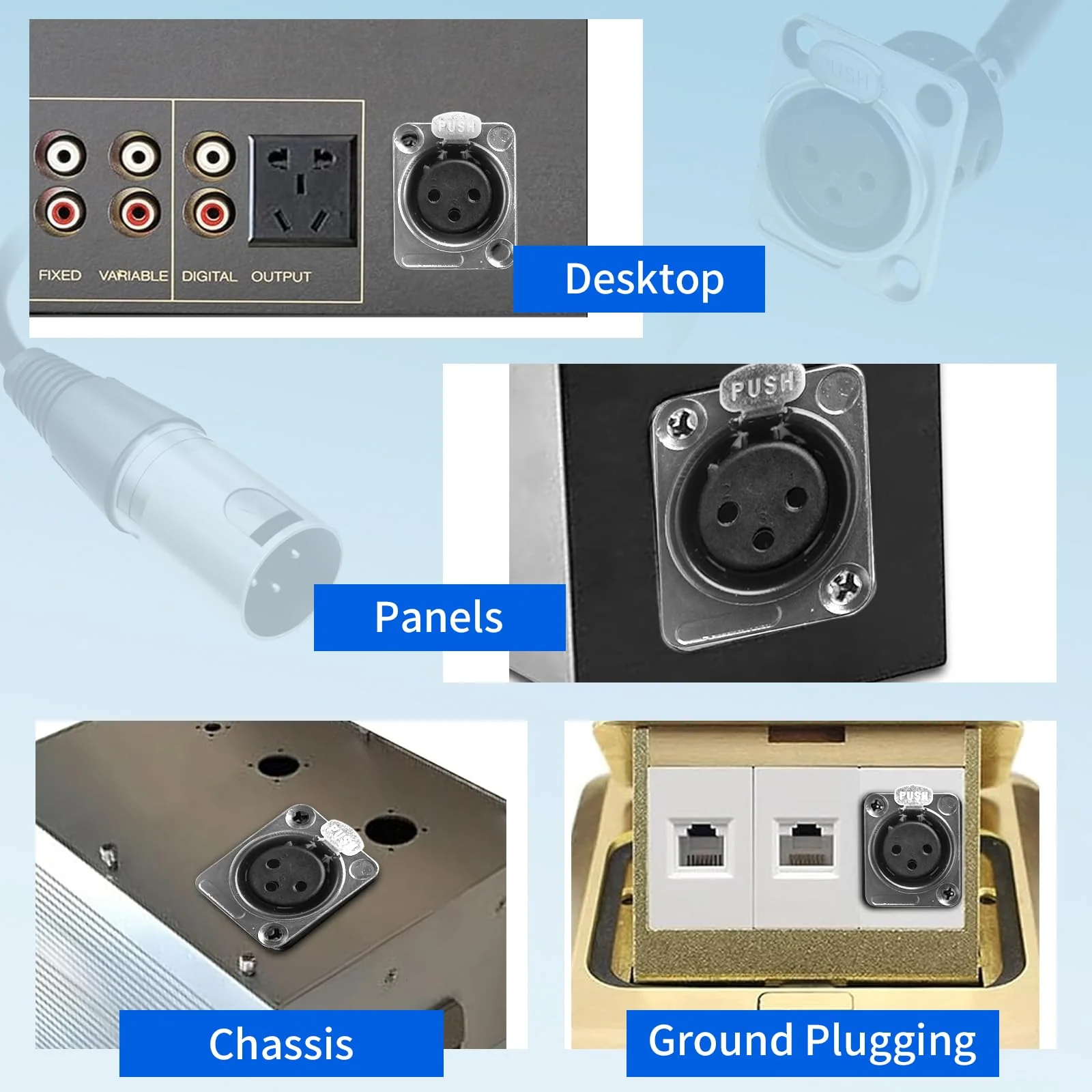 XLR Panel Mount [New Version 2025] XLR Plate Solderless 3 Pin Patch Bay Cable for Audio Equipment Mixers Studio Box Connector Studio Wall Plate Solderless With installation Screws and Nuts (F to M) F to M - Image 7