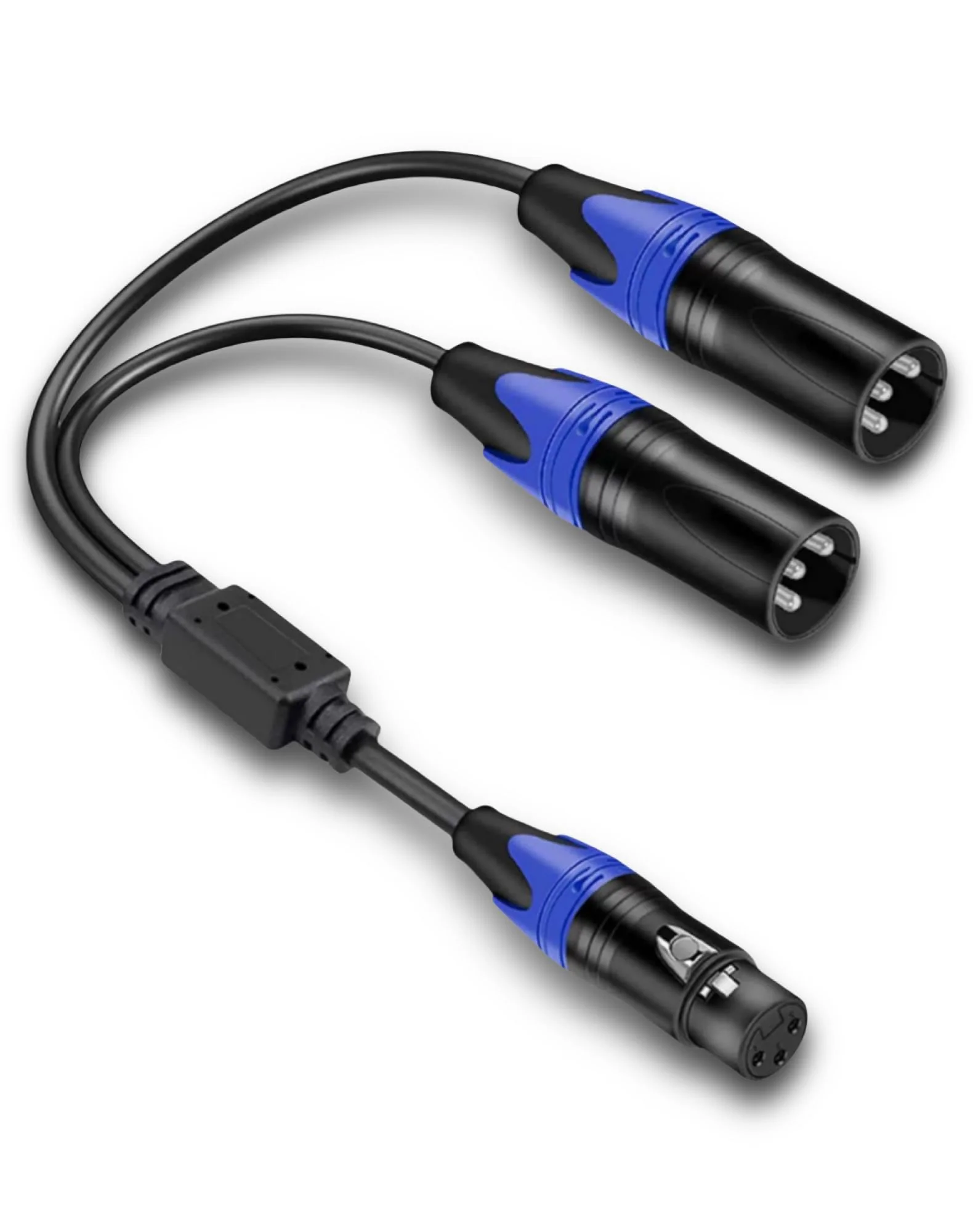 XLR Splitter Female to 2 Male Cable, XLR Microphone Cable, XLR Y Splitter Cable 1 Female 2 Male, 3 PIN XLR Jack to 2 XLR Plugs Adaptor Cord, 1.6 foot, blue
