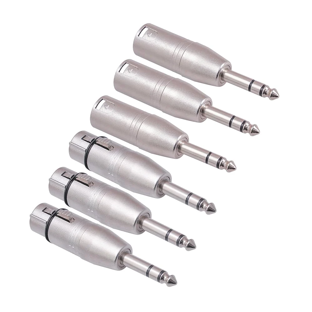 XLR to 1/4 Adapter XLR Female to 1/4 XLR Adapter 6 Pack Zinc Alloy Stereo Mixer Microphone Audio Adapter Connector 6.35mm Female XLR to 1/4 and Male to XLR Female Adapter