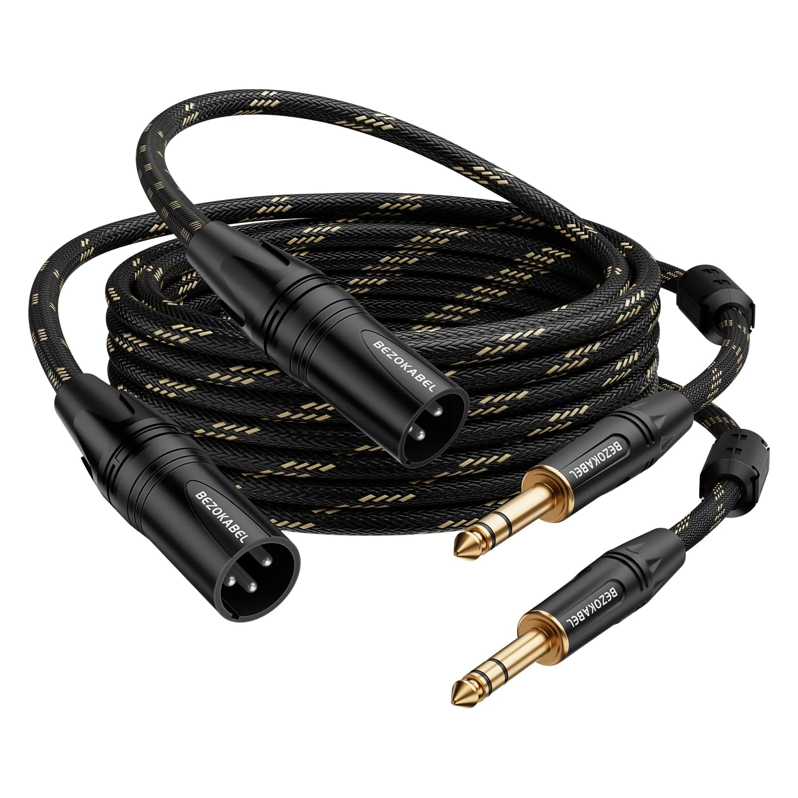 XLR to 1/4 inch(6.35mm), XLR Male to 1/4 Male 15ft 2packs, trs to xlr Cable, Quarter Inch to XLR Microphone Cable Nylon Braided 15ft 2Pack XLR Male to 6.35
