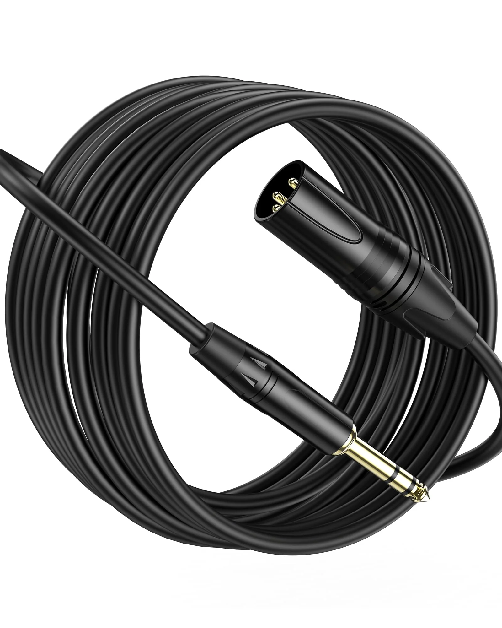 XLR to 1/4 Microphone Cable 15 FT 6.35mm TRS to XLR Male,1/4 to XLR Quarter Inch TRS to XLR Balanced Interconnect Mic Cord Patch Cable for Recording Speaker Amplifier Mixer 15FT（4.6m) xlr to 1/4 (6.35mm) Black