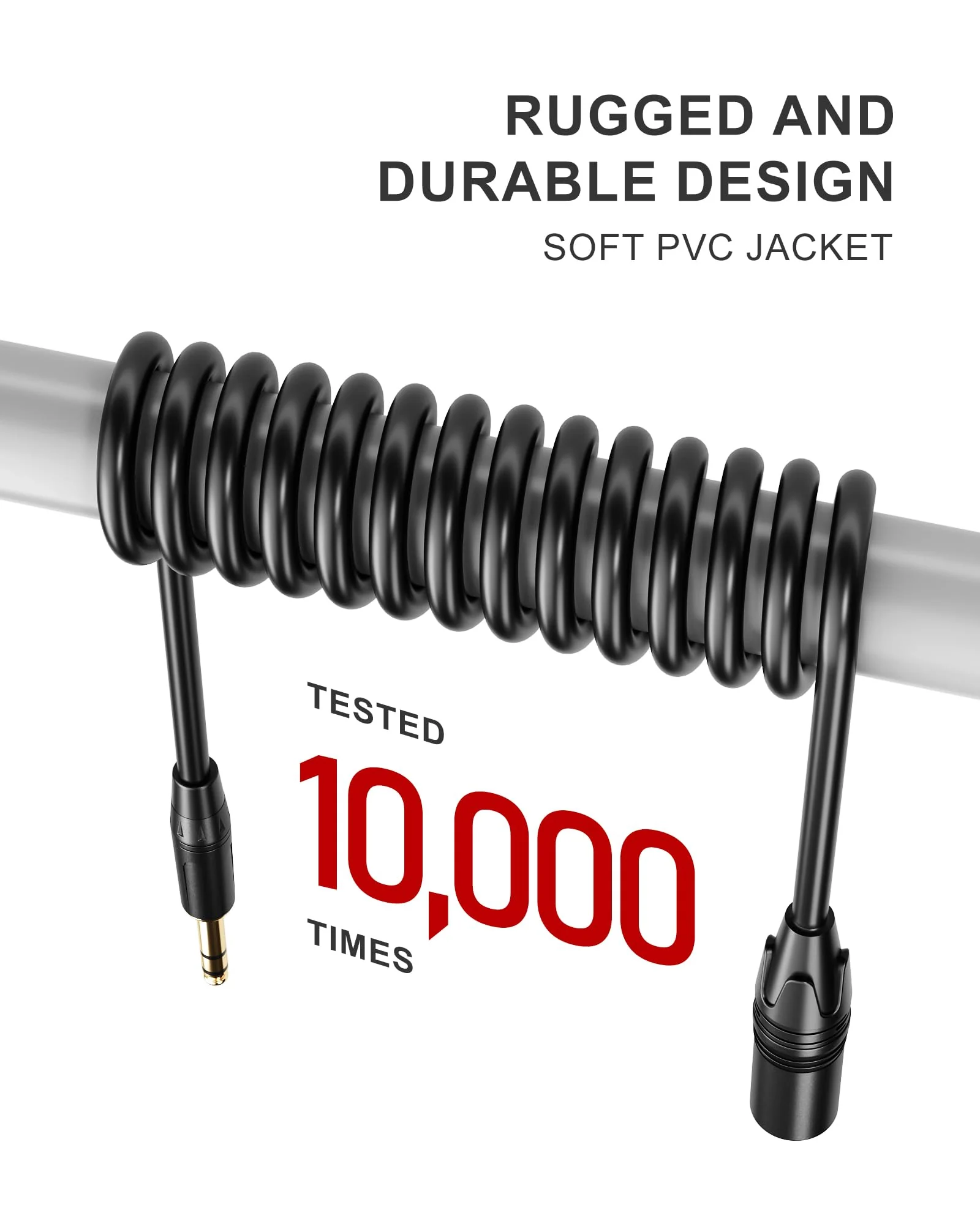 XLR to 1/4 Microphone Cable 15 FT 6.35mm TRS to XLR Male,1/4 to XLR Quarter Inch TRS to XLR Balanced Interconnect Mic Cord Patch Cable for Recording Speaker Amplifier Mixer 15FT（4.6m) xlr to 1/4 (6.35mm) Black - Image 7