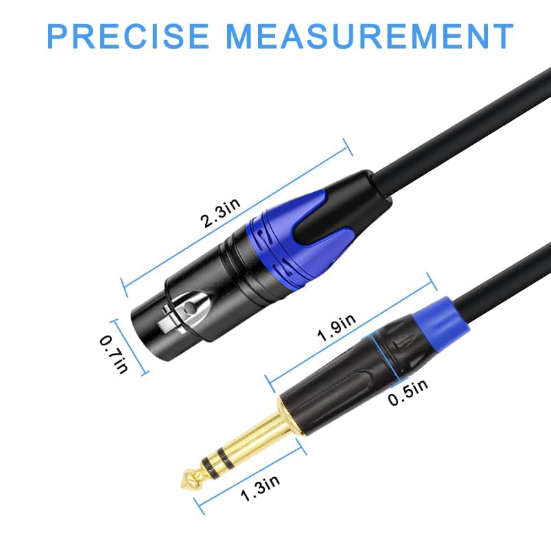 XLR to 1/4 TRS Stereo Adapter, XLR Female to 1/4 Inch (6.35mm) Balanced Microphone Stereo Audio Converter Adapter Cable (2Pack / 25 FT) - Image 2