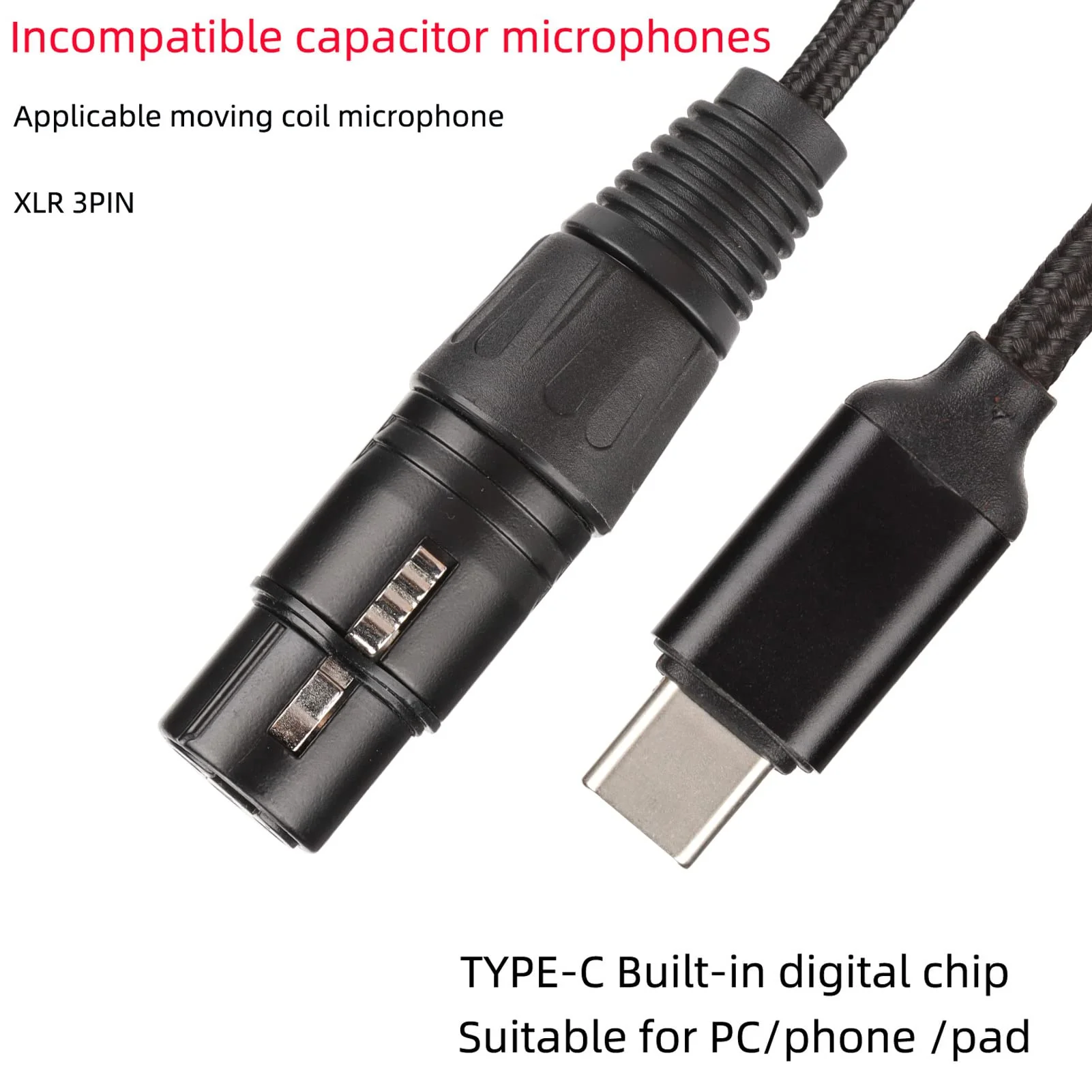 XLR USB Cable, USB C to XLR Female Mic Link Converter Studio Audio Connector Cords Adapter for Computer Music Recording USB Microphone Cable (2M) - Image 3