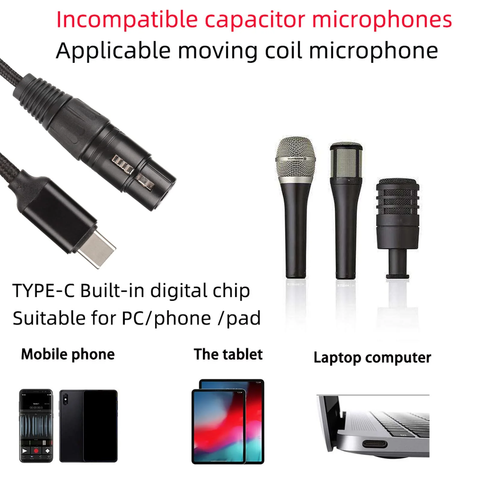 XLR USB Cable, USB C to XLR Female Mic Link Converter Studio Audio Connector Cords Adapter for Computer Music Recording USB Microphone Cable (2M) - Image 5