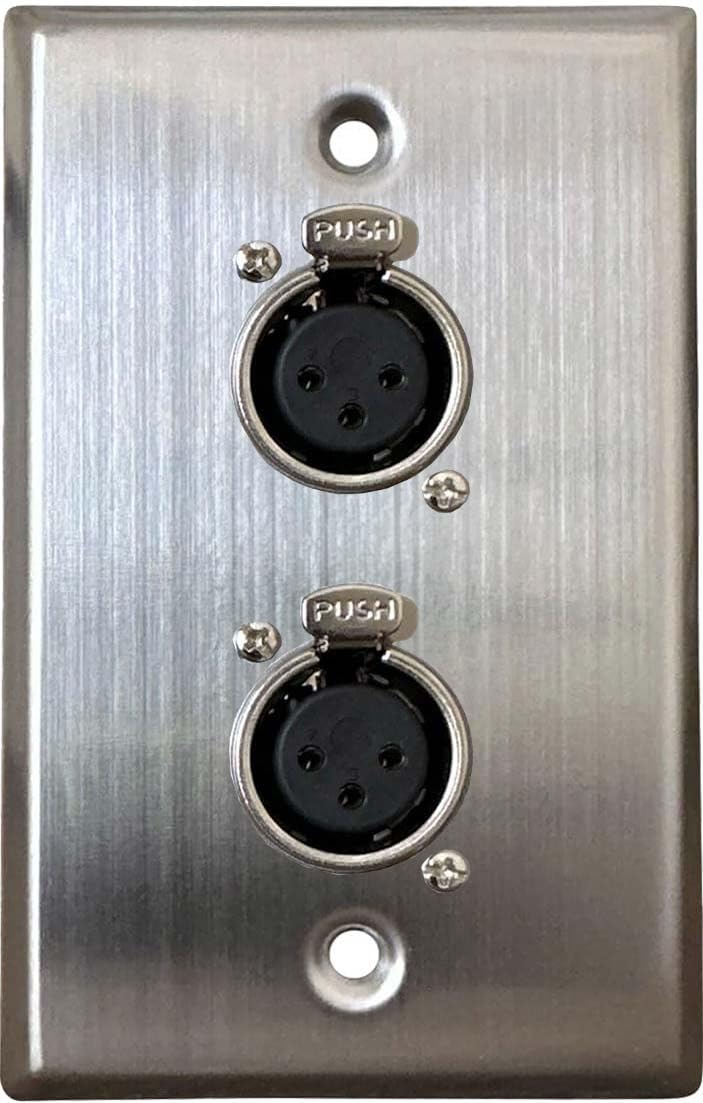 XLR Wall Plate - Dual 3-pin XLR Female, Stainless Steel (Dual Port) Dual Port XLR Female - Image 2