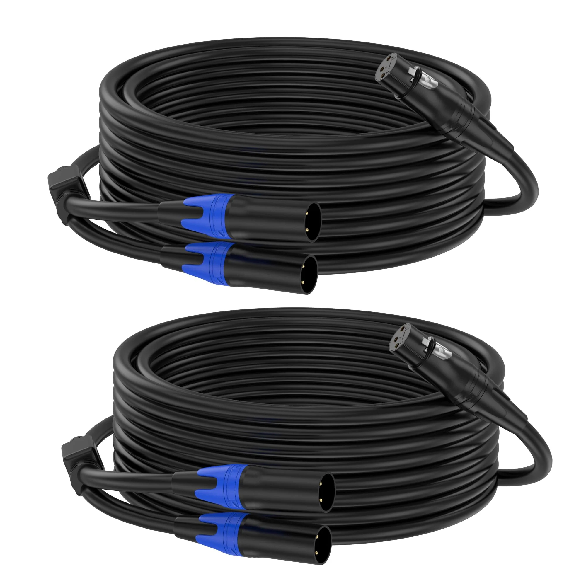 XLR Y Splitter Cable 2 Male to 1 Female, Microphone XLR Breakout Cable Balanced Left and Right Dual Male to Single Female, for Mixer/Speaker/MIC, 10FT-2Pack 1 Female to 2 Male