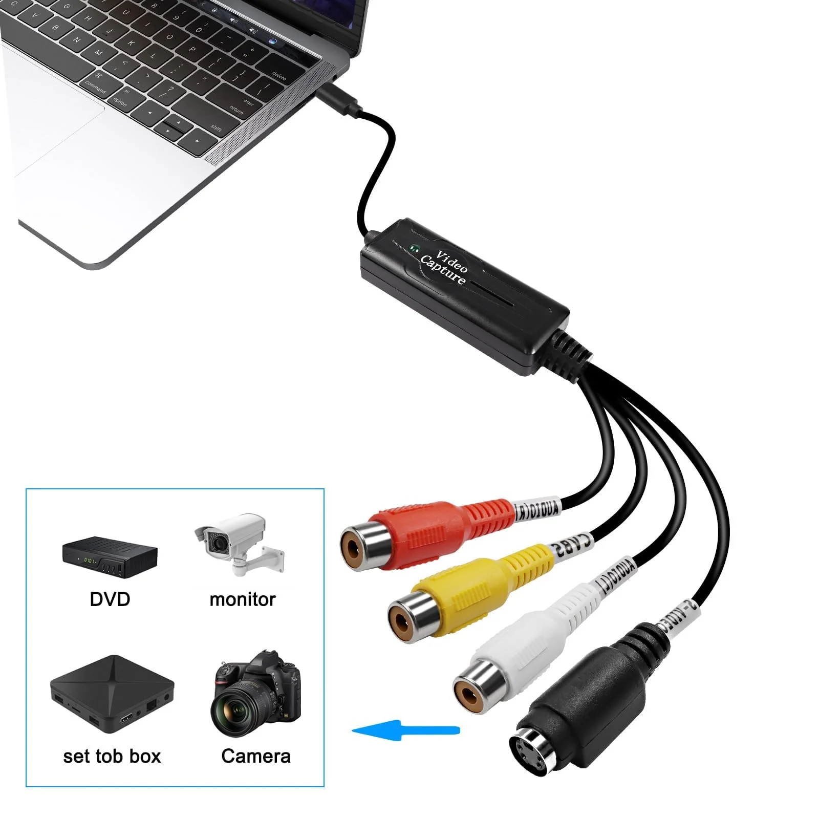 XMSJSIY RCA AV to USB C Converter Video Capture Card Adapter 1 Channel AV NTSC PAL Video S Video/Composite to USB Converter Video Audio RCA for Mobile Phone/PC - Image 6