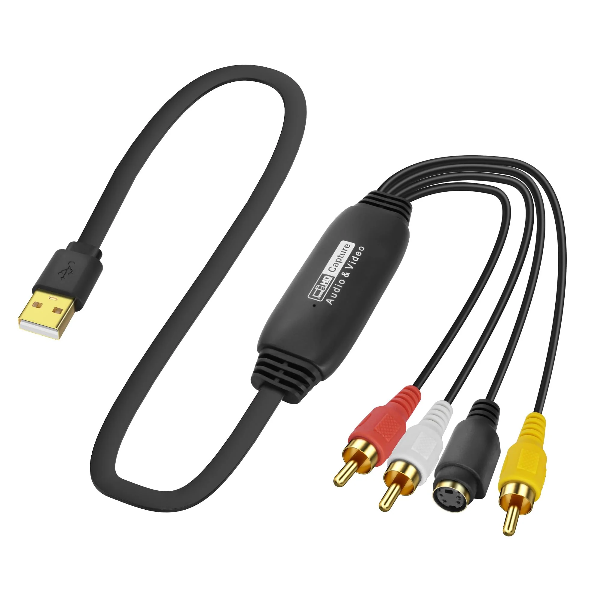 XMSJSIY USB 2.0 Audio Video Capture Card S Video RCA to USB Digital Grabber Recorder CVBS VHS VCR to Digital Converter for DVD Player,Laptop,PC,Tape Recording -1.2M/3.9FT (S-Video+3 RCA Male to USB) S-video+3 RCA Male to USB