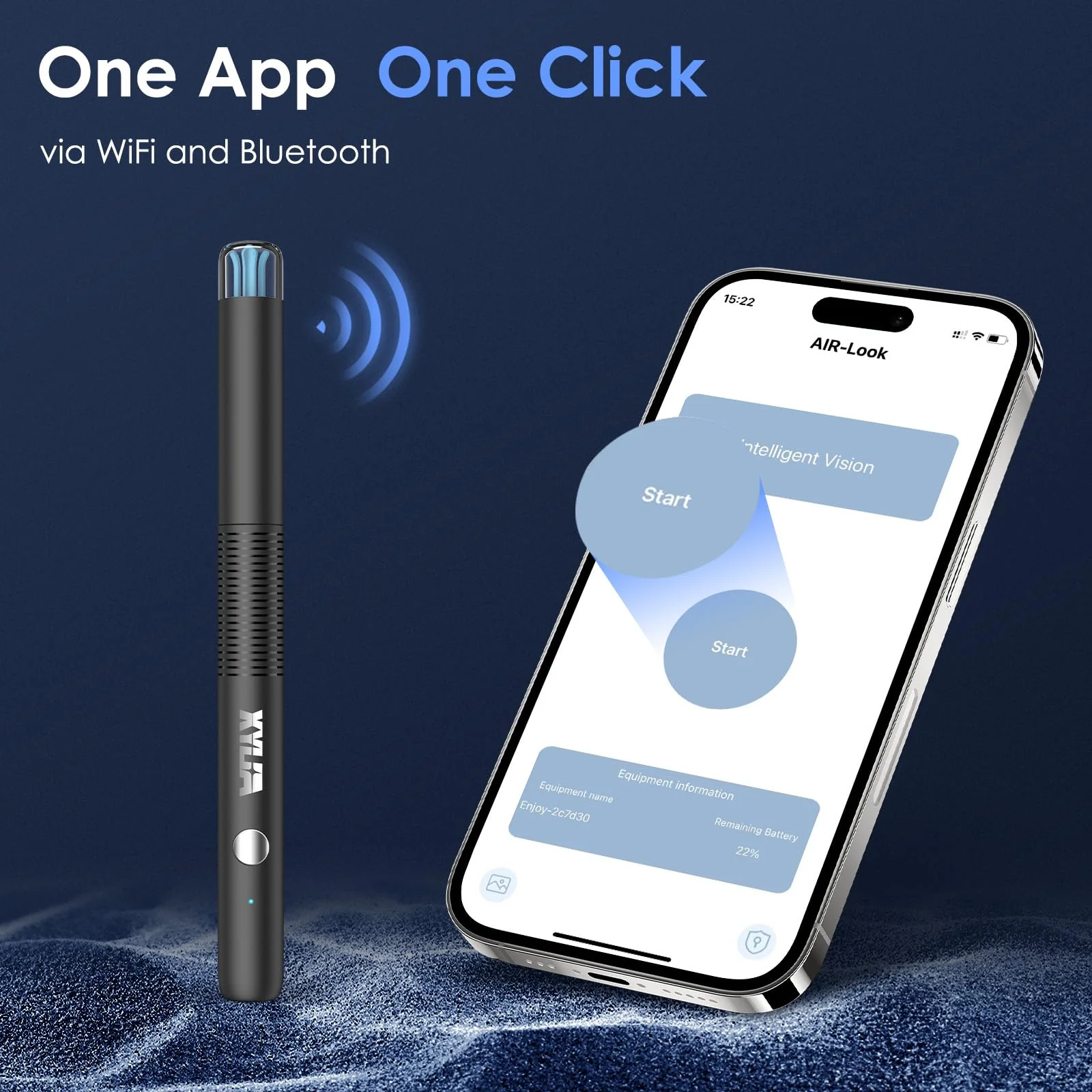 Xylla Ear Wax Remover Otoscope 1920P HD Ear Wax Removal IP67 Waterproof WiFi Otoscope 360° Wide Angle Ear Cleaner with 6 LEDs Portable Pleasure of Ear Cleaning (Black) Black - Image 2