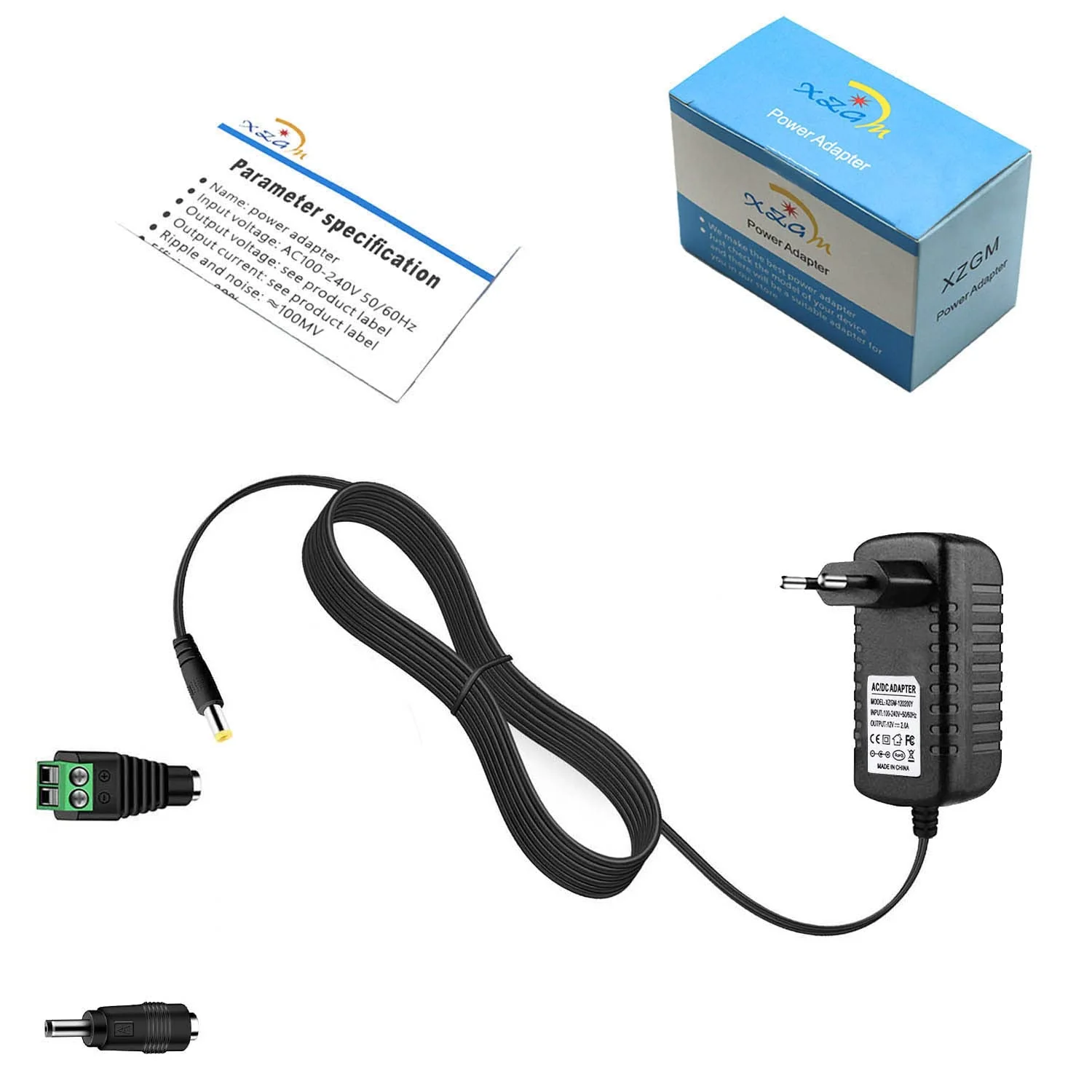 XZGm AC Adaptor 12 V 2 A Power Supply AC100-240 V to DC12 V 500 mA 1000 mA 1500 mA 2000 mA Power Driver 5.5 mm with 2 DC Plug Adapters Inverter Charger Transformer 12 V 24 W 12V2A - Image 7