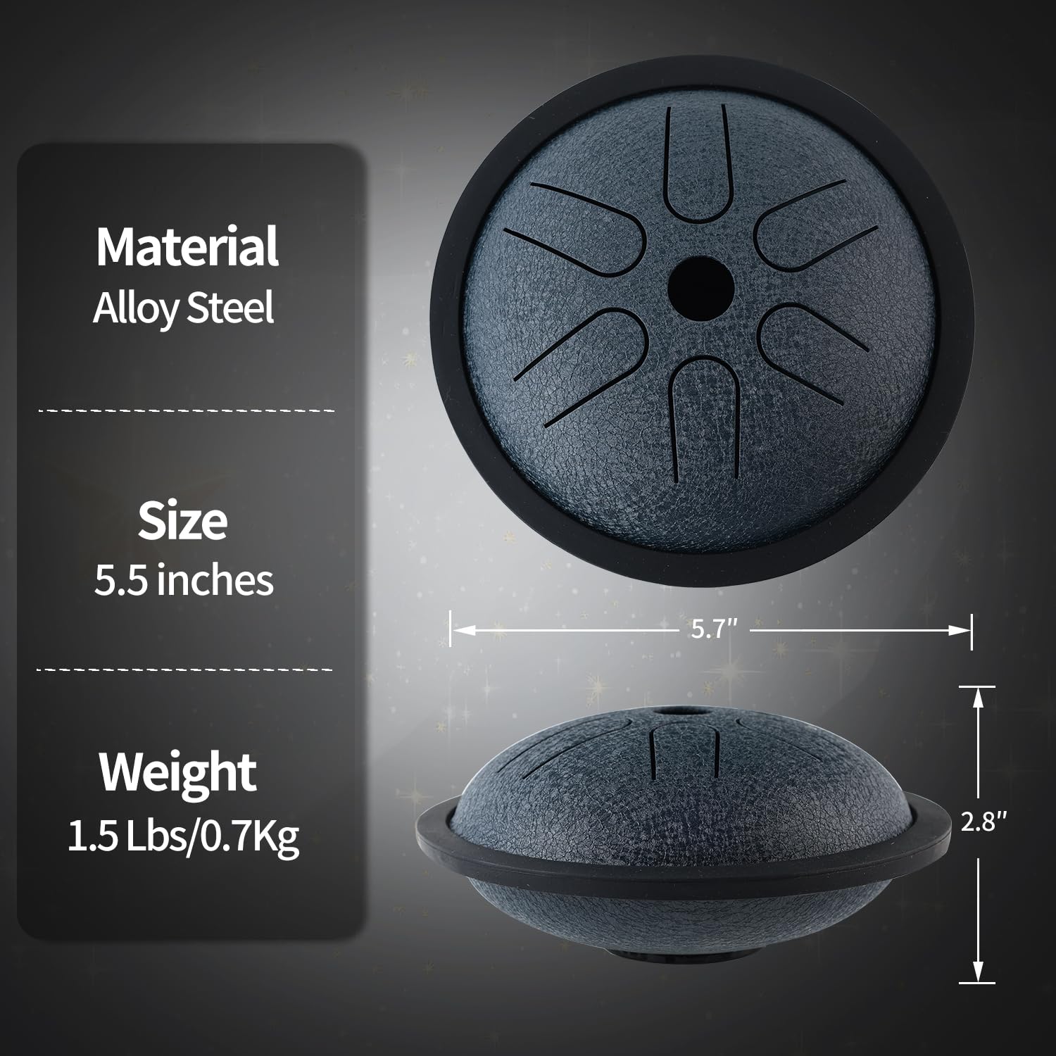 Yahpetes Steel Tongue Drum Musical Percussion Instrument Metal Rain Drum for Outside 5.5 Inch 6 Notes C-Key for Meditation Yoga Education Percussion with Bag, Music Book, Mallets (Navy Blue) Navy Blue - Image 2