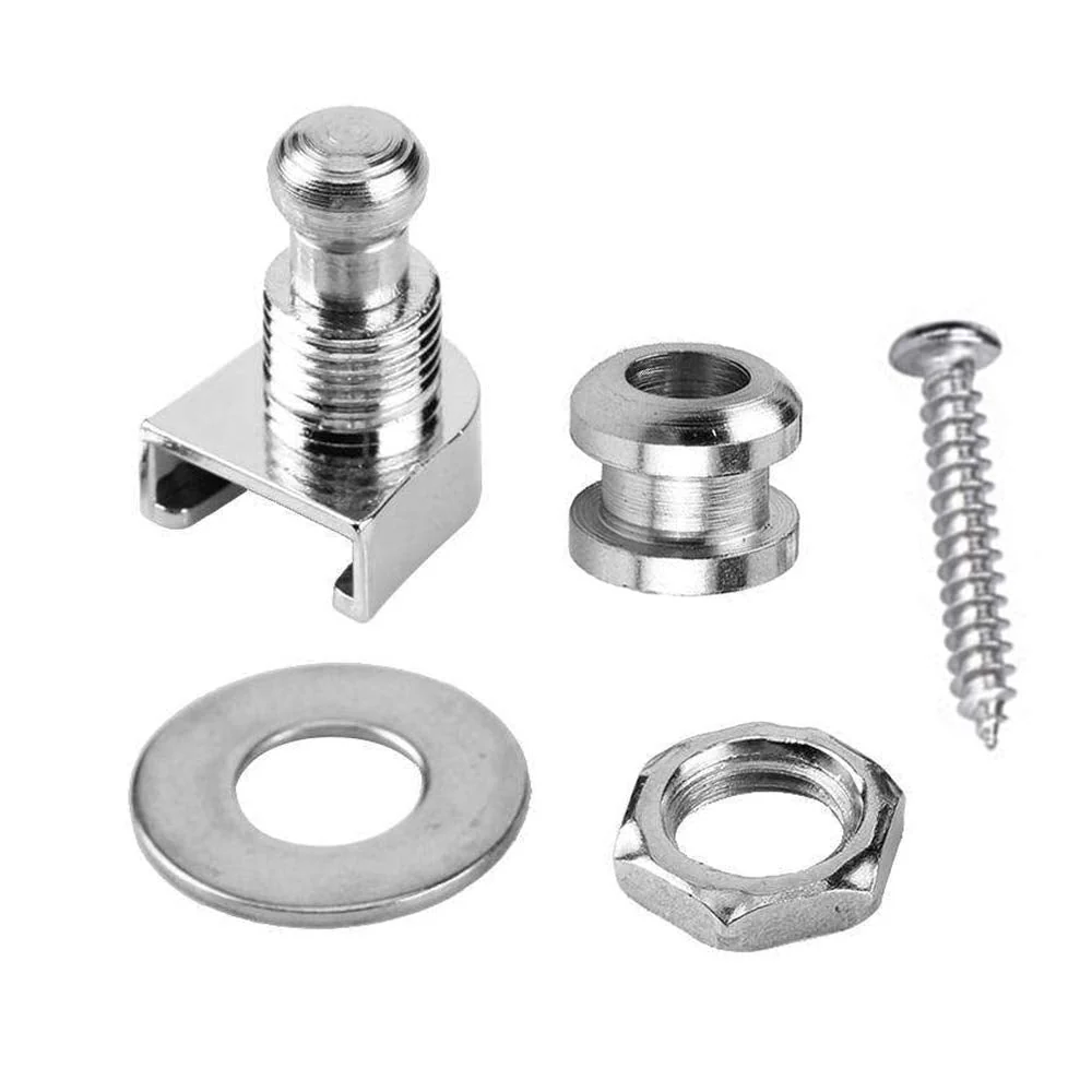 YAKAMOZ Set of 4Pcs Quick Release Metal Guitar Strap Lock Security Strap Locking Buttons End Pins with Mounting Screws for Electric Acoustic Guitar, Bass, Ukulele - Silver - Image 4
