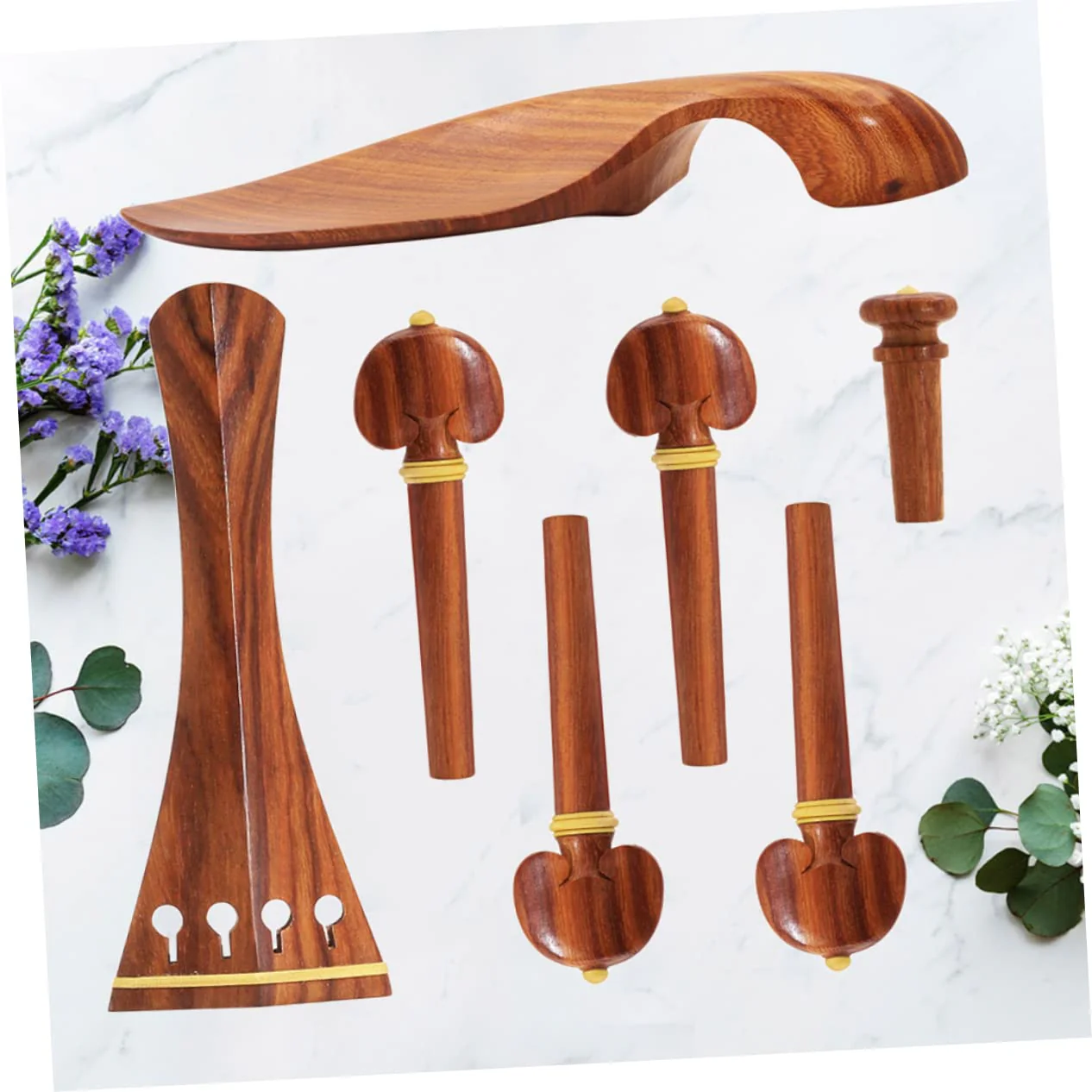 Yardwe 4/4 Violin Accessories Set with Jujube Wood Tailpiece Chinrest Endpin and Pegs Comfortable Chin Rest for Beginner Violin Players - Image 3