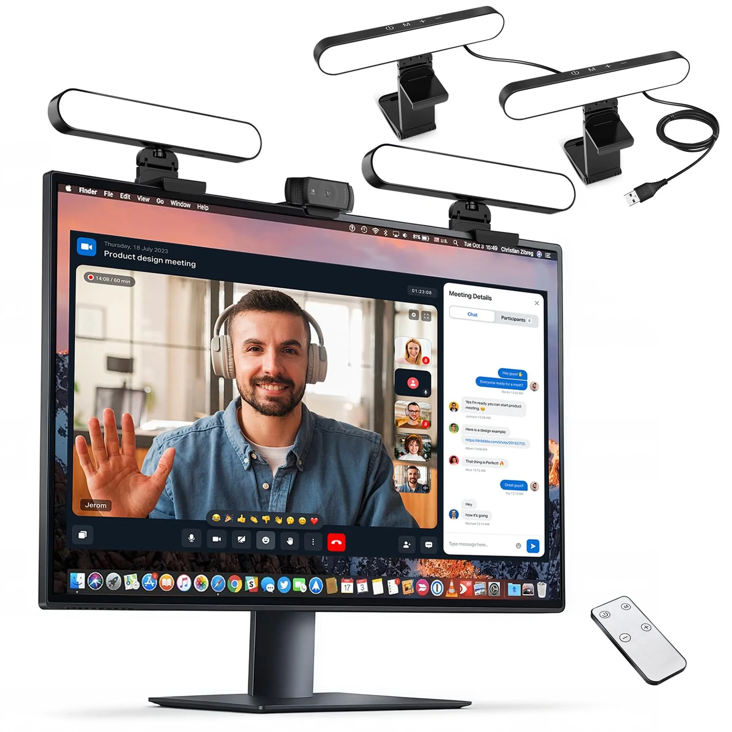 yAyusi Dual-lamp Video Conference Lighting, LED Streaming Light with Remote and Touch Control, Zoom Lighting for Computer,Webcam Monitor Laptop Ring Light for Video Calls/Zoom Meetings/Video Recording