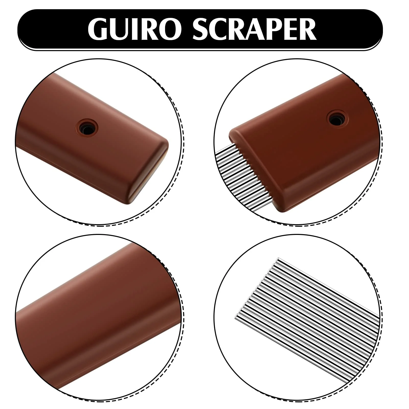 Yeshone 2 Pcs Guiro Scraper Comb Style Scraper 12 Inch Professional Scraper Stainless Steel Guiro Percussion Guiro Dominicana Instruments Equipped with 11 Steel Rods, Gifts for Christmas - Image 4