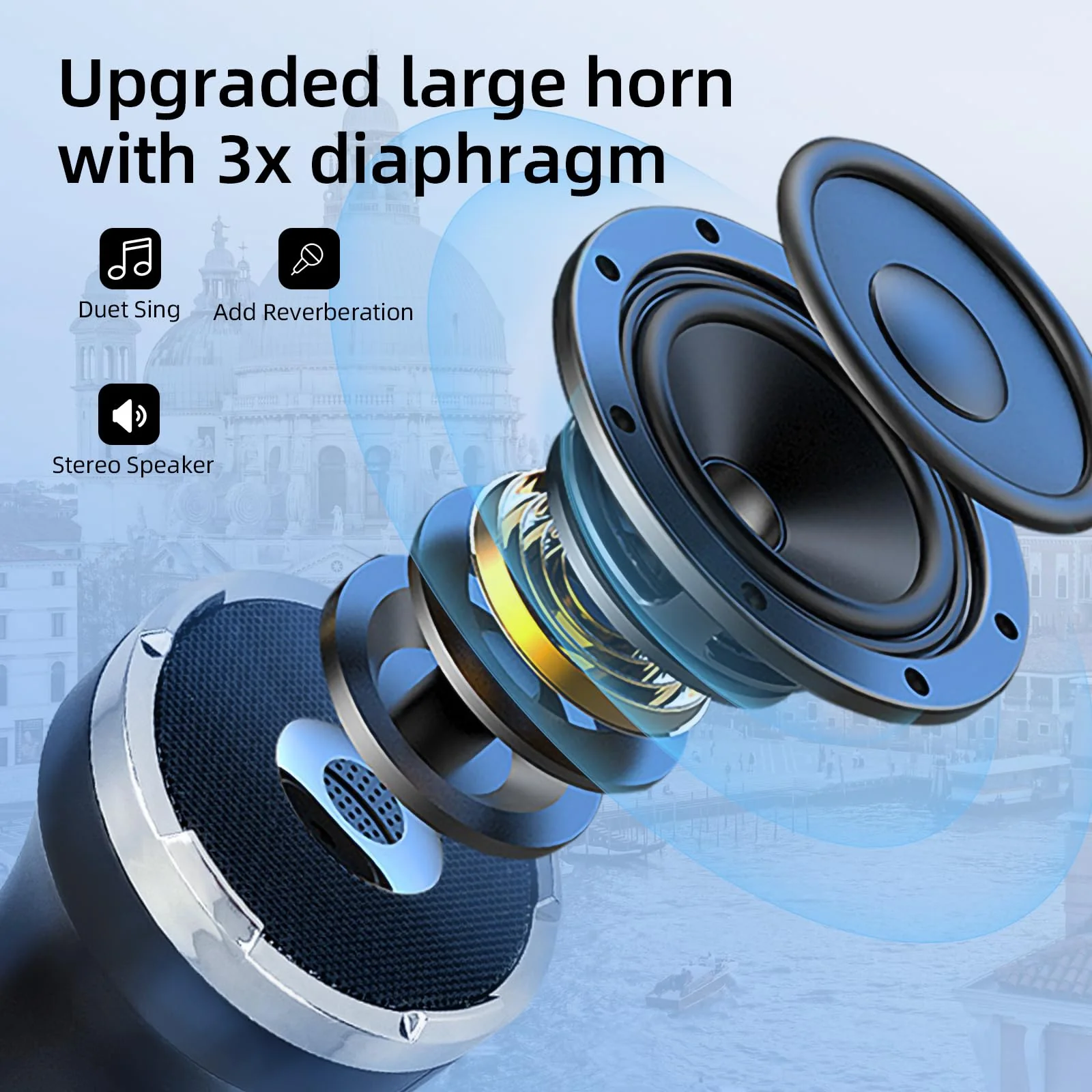YF79 Wireless Bluetooth Microphone with 20W High Power, DSP Chip for Clear Sound, Dual Mic Connectivity for Duet Singing, One-Click Vocal Reduction for Karaoke, Portable Design with Loud Volume(Black) Black - Image 3