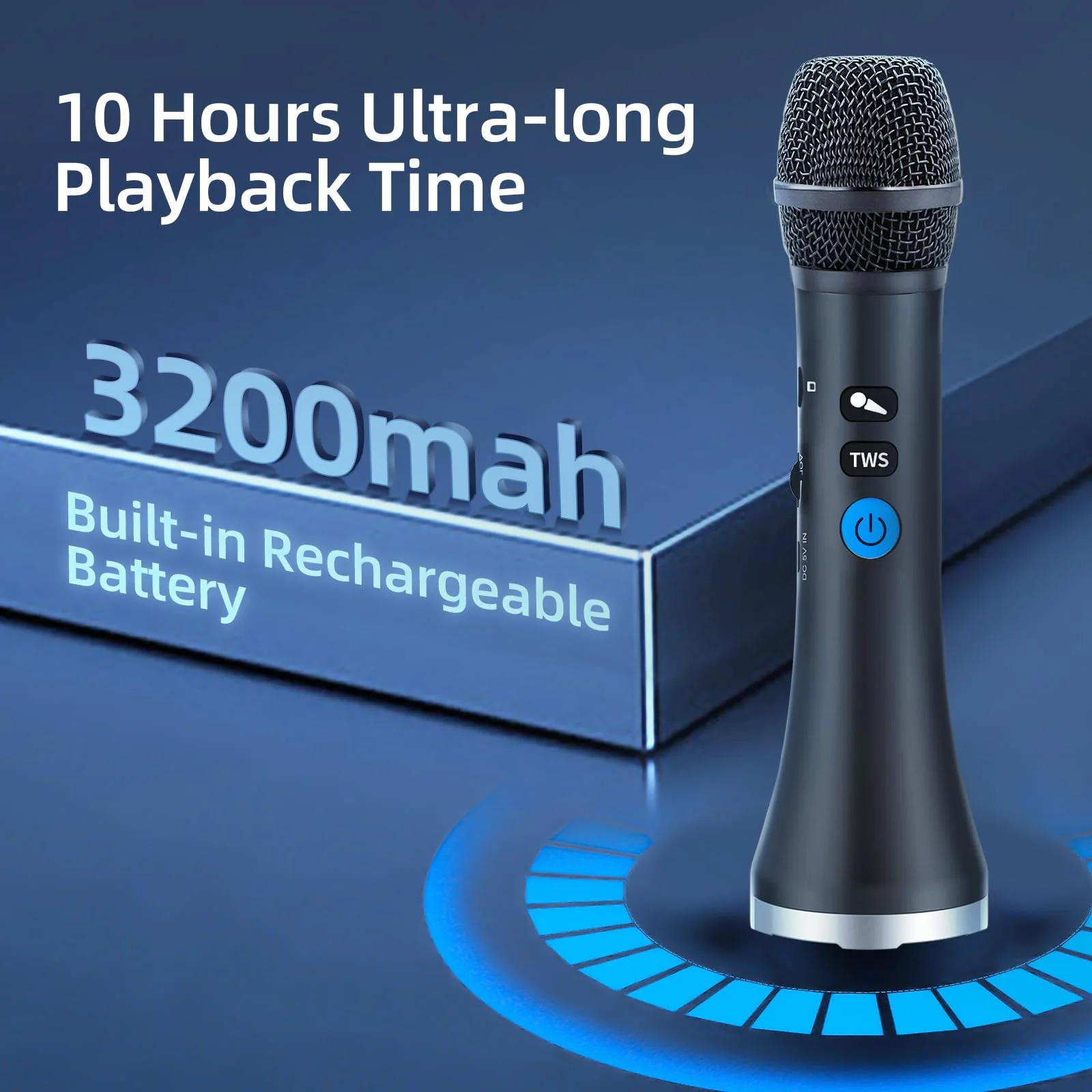 YF79 Wireless Bluetooth Microphone with 20W High Power, DSP Chip for Clear Sound, Dual Mic Connectivity for Duet Singing, One-Click Vocal Reduction for Karaoke, Portable Design with Loud Volume(Black) Black - Image 7