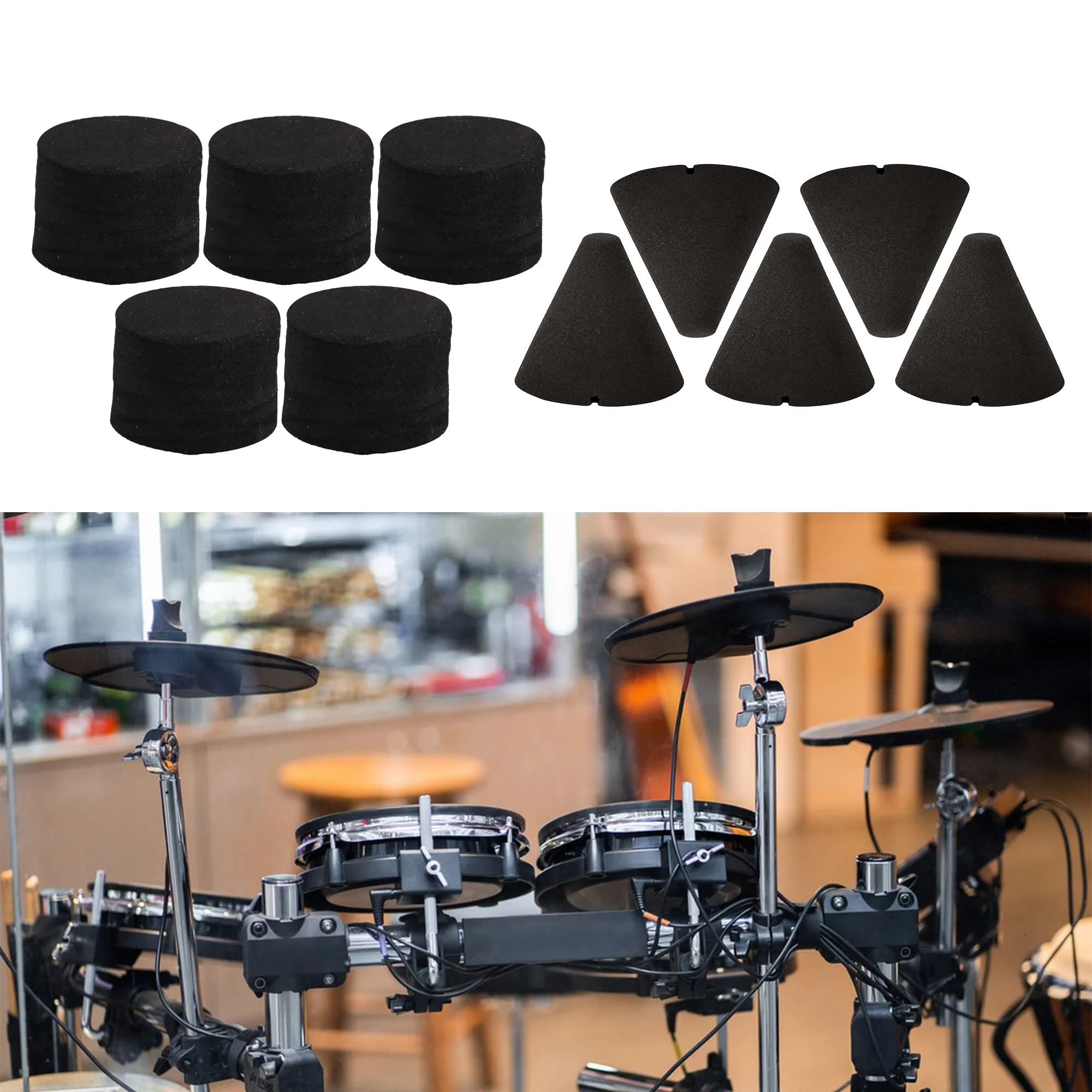 Yibuy Electronic Drum Piezo Trigger Cone Cylinder Black Foam Parts Kit Pack of 10 - Image 3