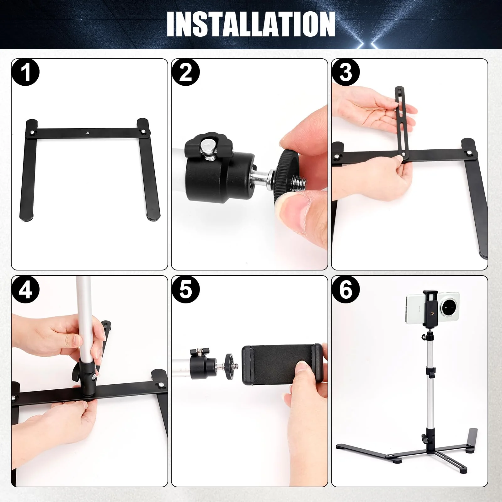 YIFMEIG Overhead Tripod for Mini Projector - Phone Holder,Camera Stand,Webcam,Stronger Support with Clip for Cookie Decorating,eaching Online Live Streaming and Showing 360° Rotation - Image 8