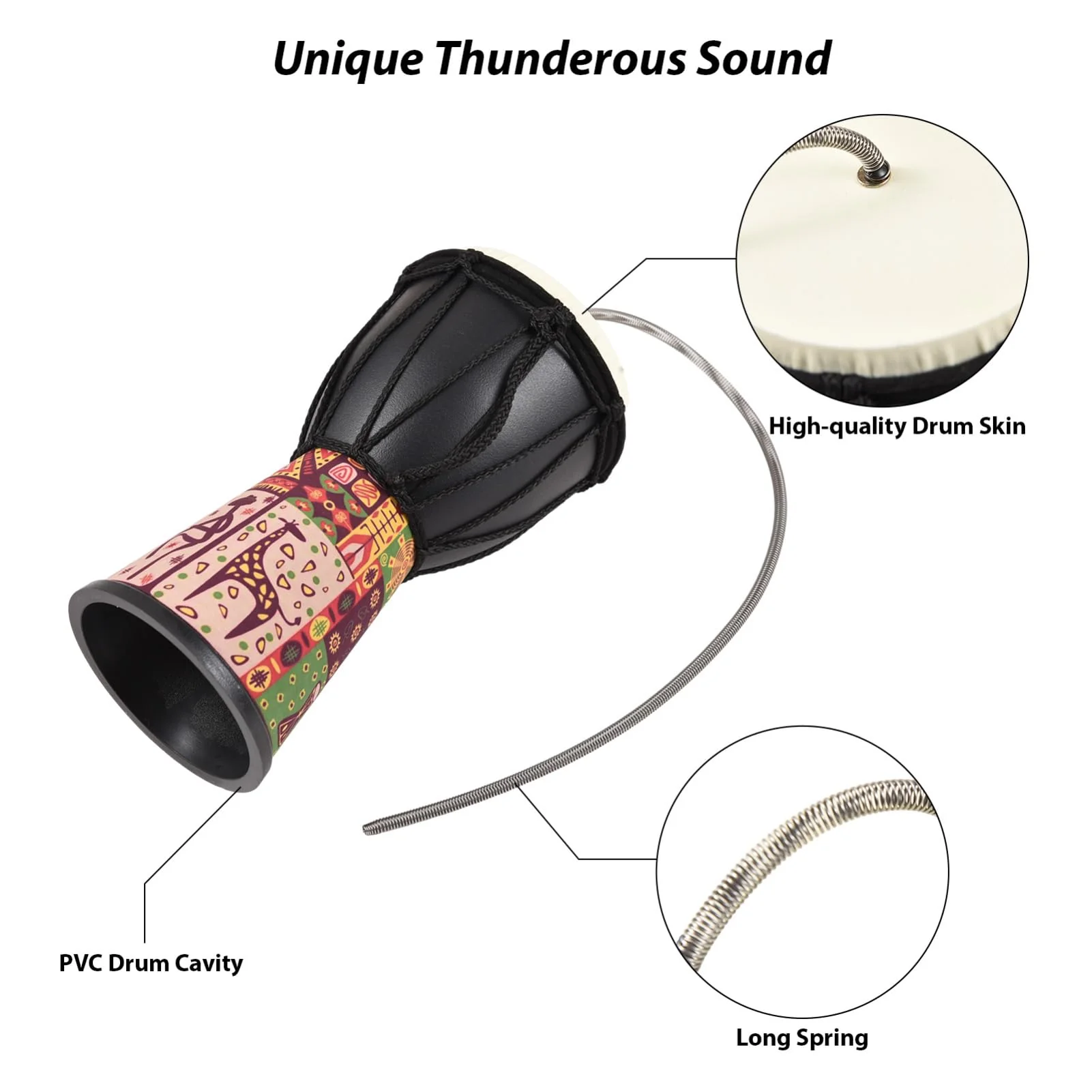 Yinhing 4 Inch Thunder Drum Instrument, Portable Lightweight PVC Drum Cavity Sound Effect Instrument, Bright Color #2 - Image 2