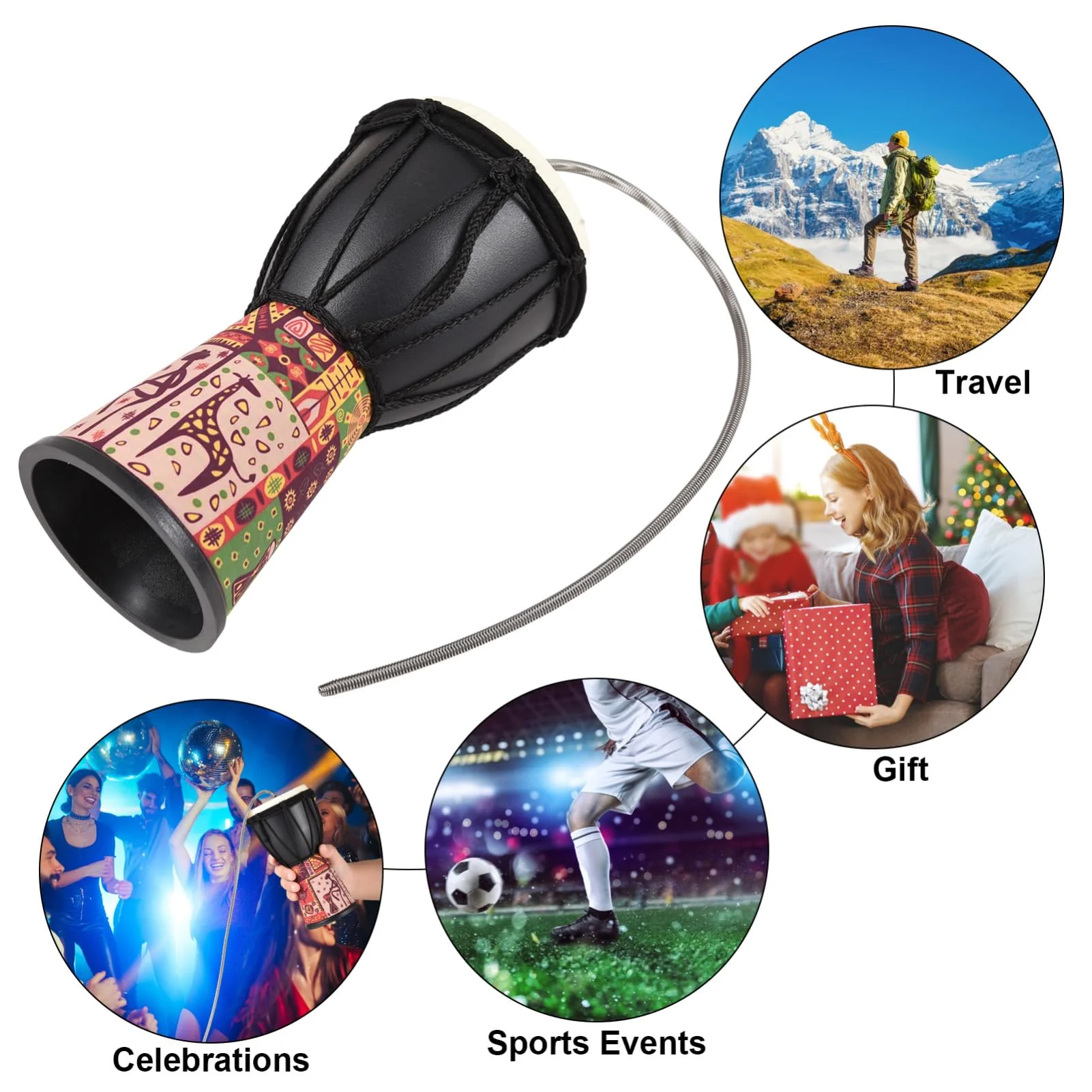 Yinhing 4 Inch Thunder Drum Instrument, Portable Lightweight PVC Drum Cavity Sound Effect Instrument, Bright Color #2 - Image 3