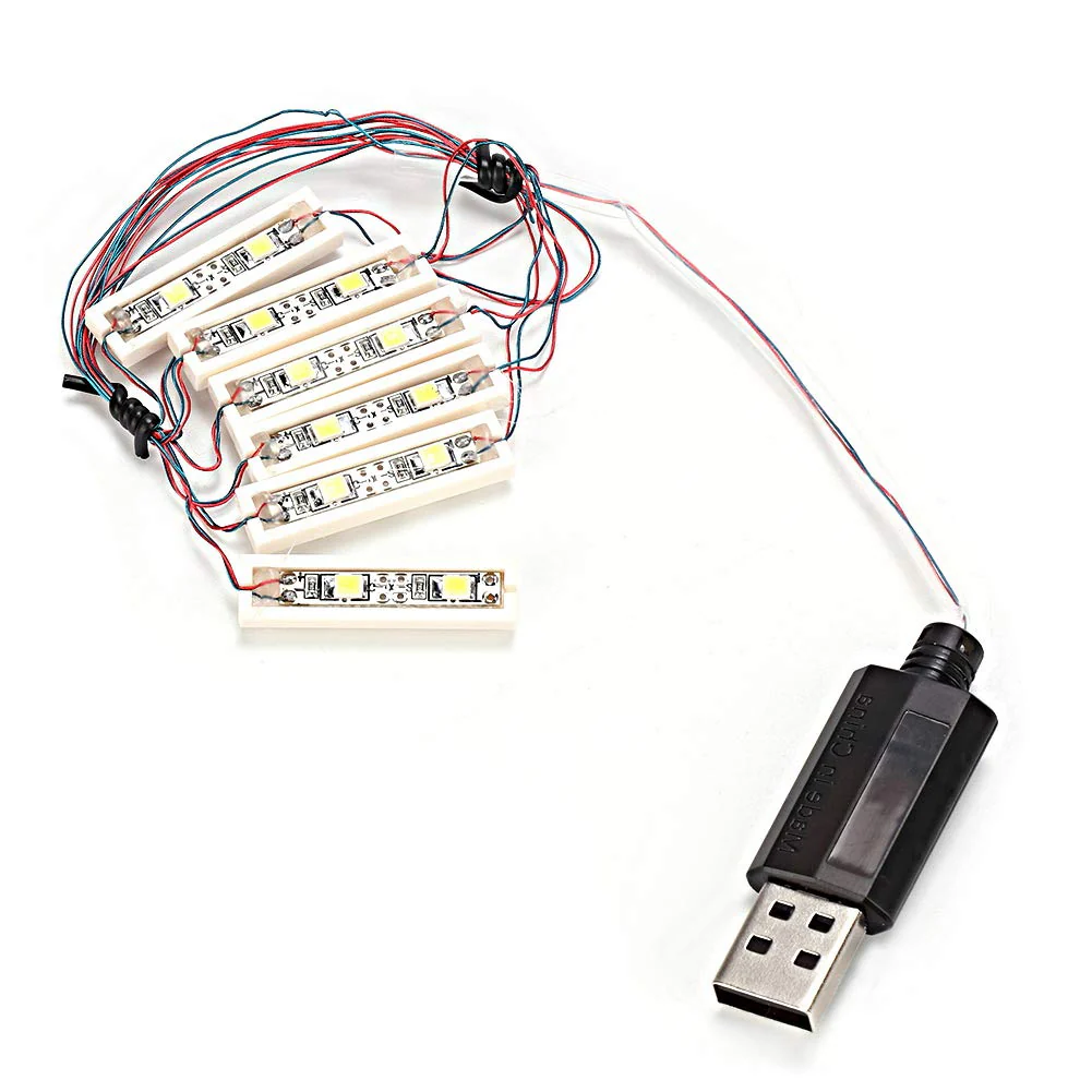 Ymiko 1 x 6 LED Downlights USB Powered Brick White, Powered by USB, LED Bricks, Lamp Off, LED Lighting, Compatible with Bricks