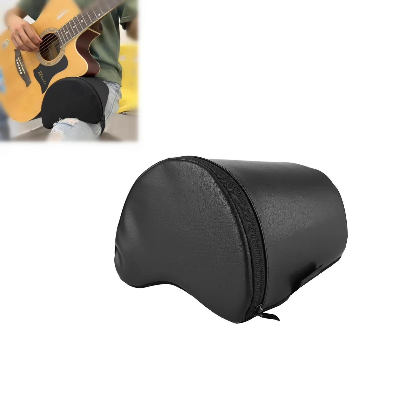 Ymiko Guitar Cushion, Classical Guitar Support for Leg, Guitar Lap Rest, Guitar Leg Rest, Classical Guitar Leg Cushion Built-in Sponge, Guitar Accessory with Bag