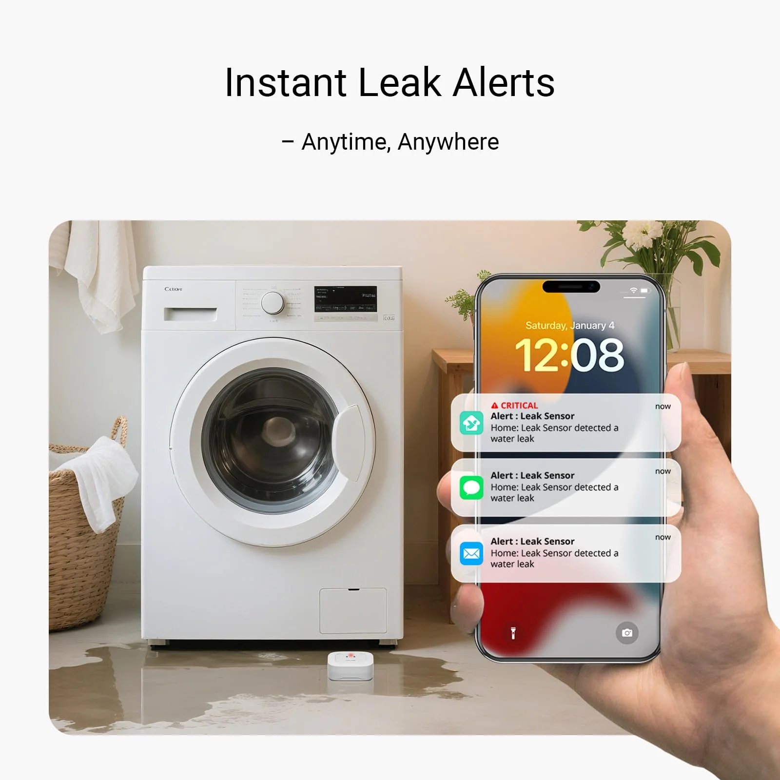 YoLink Water Leak Starter Kit: Hub + 4 Leak Sensor 1 (Silent), LoRa Long-Range, App/SMS/Email Alerts, D2D Offline Triggers, 2 AAA Up to 5-Year Battery, Compatible with Alexa/IFTTT/Home Assistant - Image 3