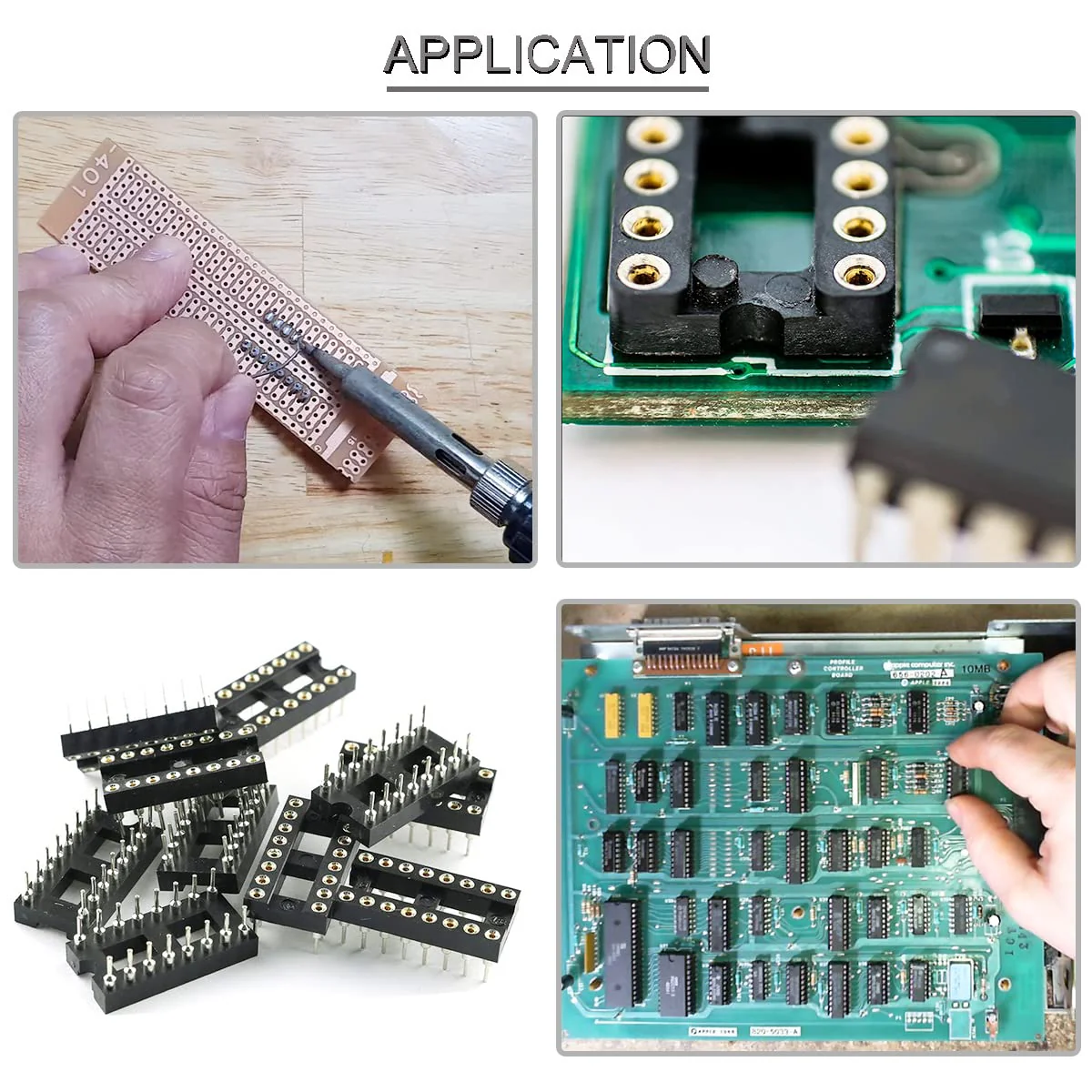 Youmile 30pcs DIP IC Socket 16pin Round 2.54mm Grid IC Base Adapter Round Hole Solder Type High Quality with Tin Wire Pen for DIY Electronics Experiments 16 pin - Image 7