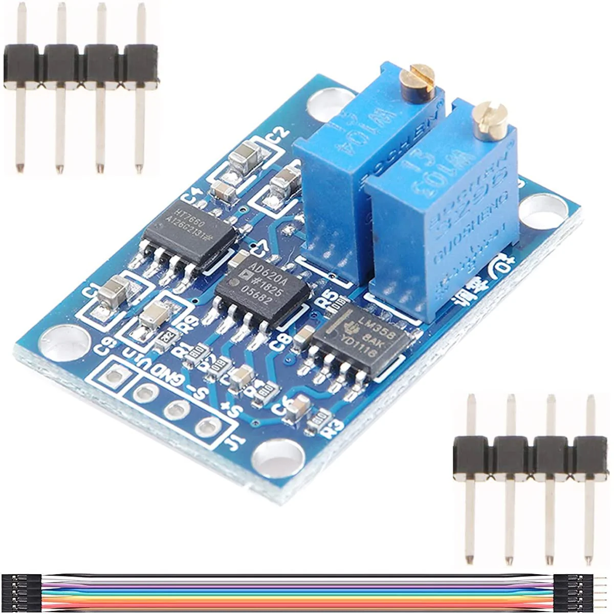 Youmile DC 3-12V Signal Amplifier AD620 1.5-1000 Adjustable Microvolt Millivolt Signal Amplifier Module High Precision with Header