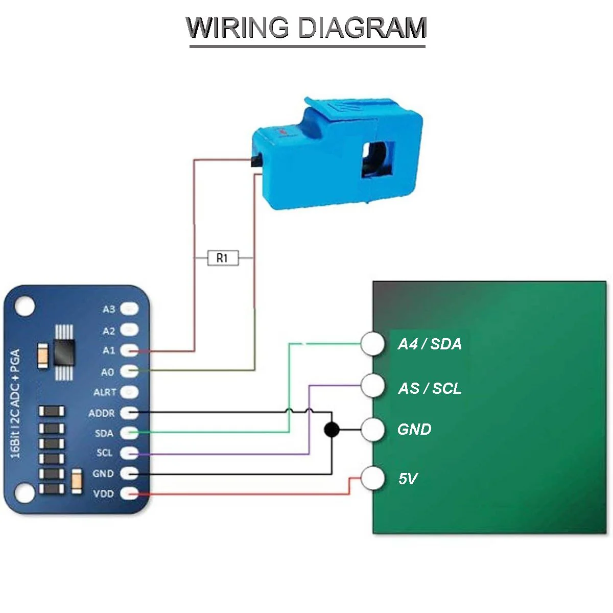 Youmile SCT-013-000 Non-invasive Sensor Split Core Current Transformer 100A/1V AC Current Sensor + ADC Module with Audio Socket Cable Male and Female for Arduino - Image 6