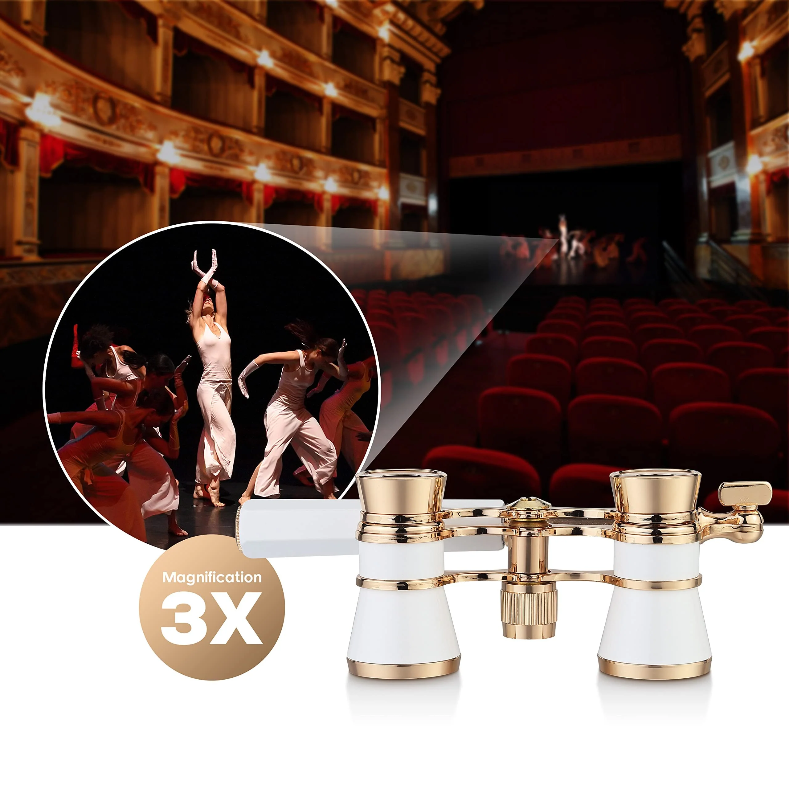 Yourelexit® Opera Glasses Binoculars 3X25 Lorgnette Theater Glasses Optical BK9 Mini Compact Lightweight Built-in Foldable Adjustable Handle Vintage for Adults Kids Women in Musical Concert Cinema - Image 8