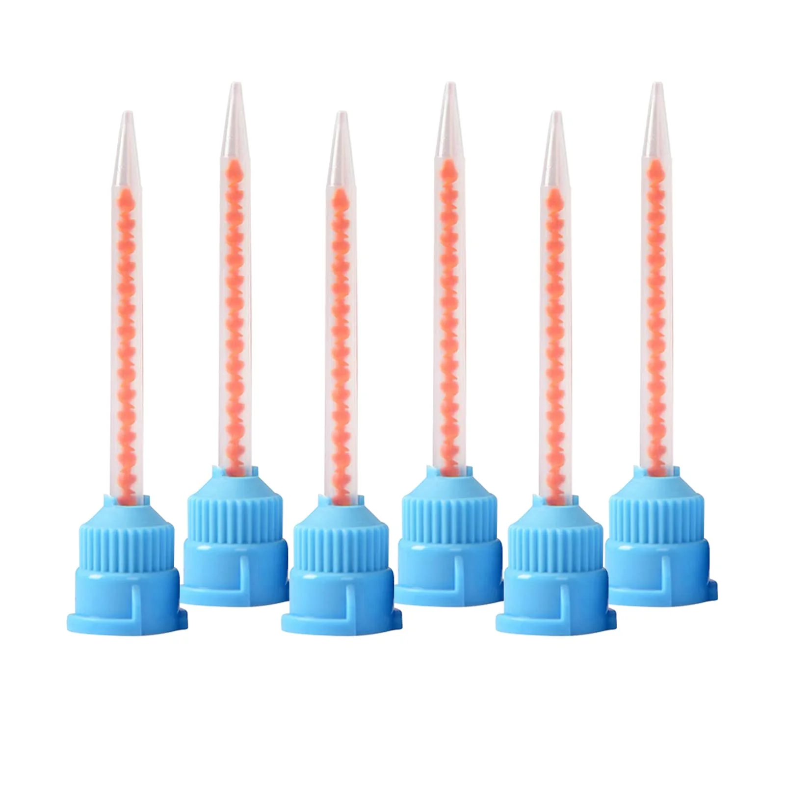 YOUYA DENTAL Dental Impression Mixing Tips, 50 Pieces Dental Intra Oral Tips for Dentistry Materials Mixing Tube Disposable Silicone Rubber Head Lab Products - Red Blue