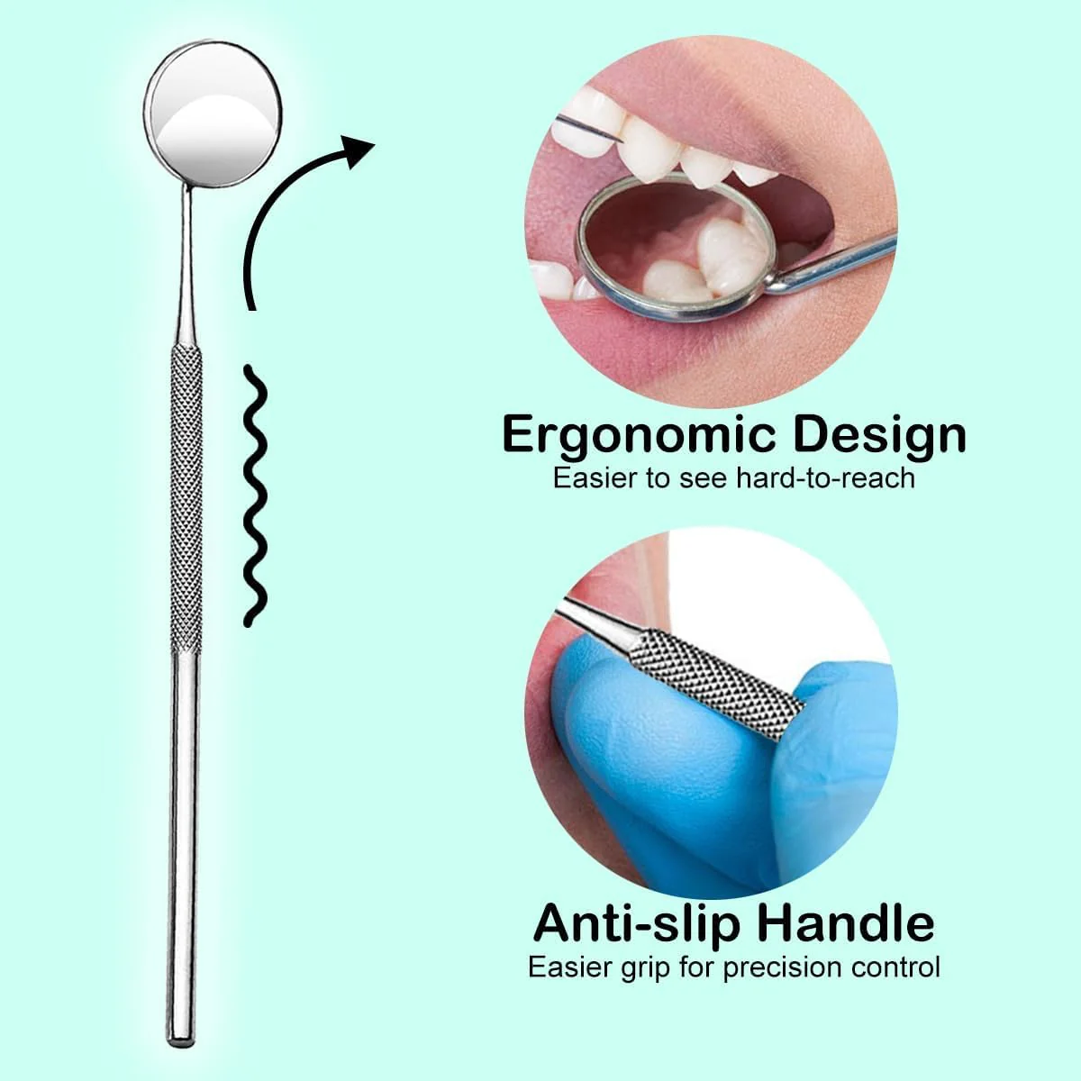 YSCARE Dental Mouth Mirror Mouth Tooth Mirror Inspection Mirror Dental Care Set T Oral Care Mouth Control Extension Tool Also Suitable for Eyelash Extensions (Single Mirror) Einzelspiegel - Image 2