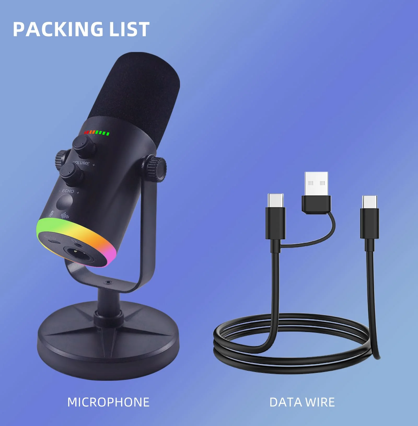 YU7 USB/XLR Dual-Mode Dynamic Gaming Microphone for PS5/PC/Mac/mobile Phones, 48kHz HiFi, Noise Reduction, RGB Gaming Light YouTube/TikTok Streaming Live mic, Can be Used for Microphone Stand - Image 9