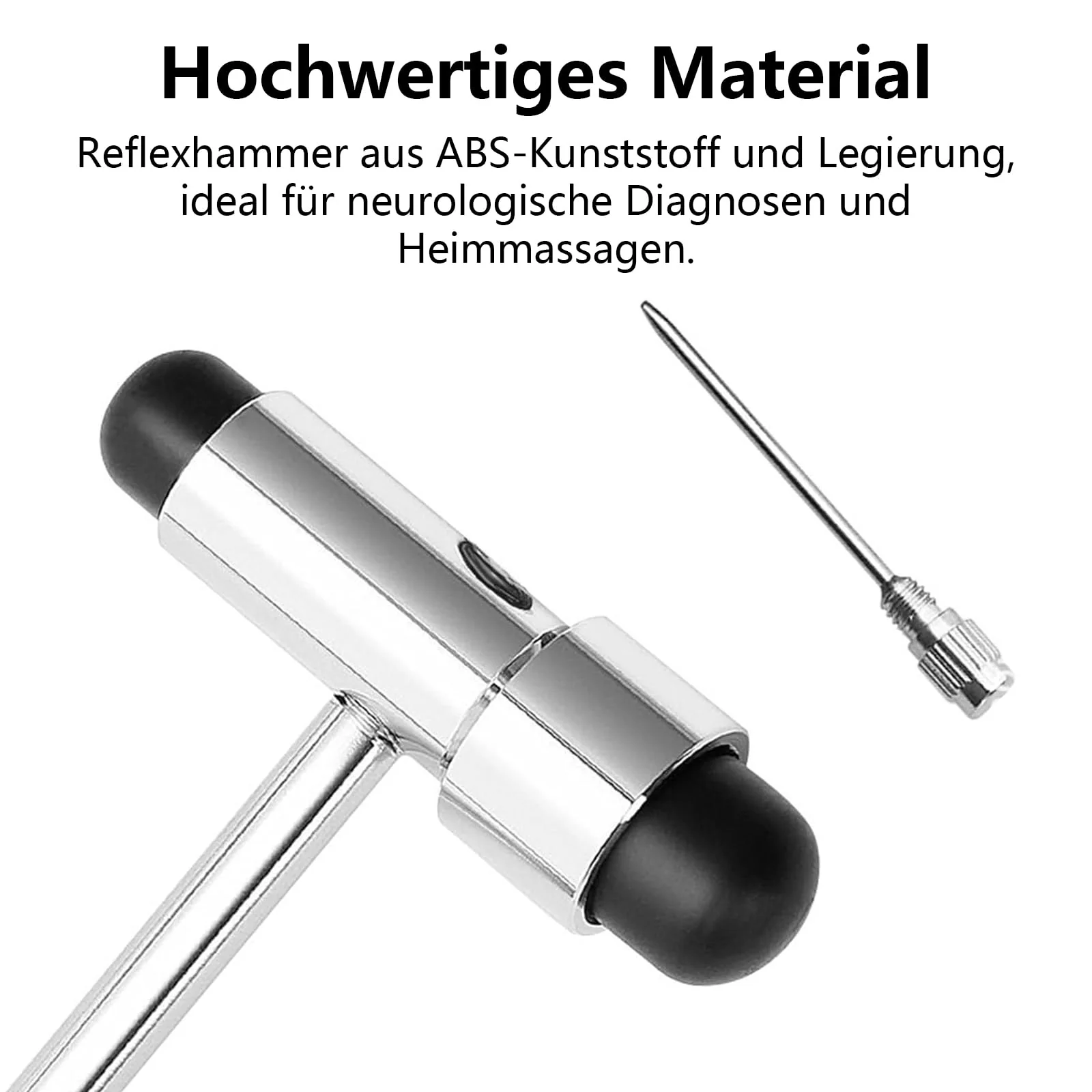 Yuiturt Reflex Hammer Medicine with Built-in Brush, Neuro Reflex Hammer with Double Plastic Head, Neurological Reflex Hammer Heavy, Multifunctional Reflex Diagnostic Hammer for Neurological Tests - Image 2