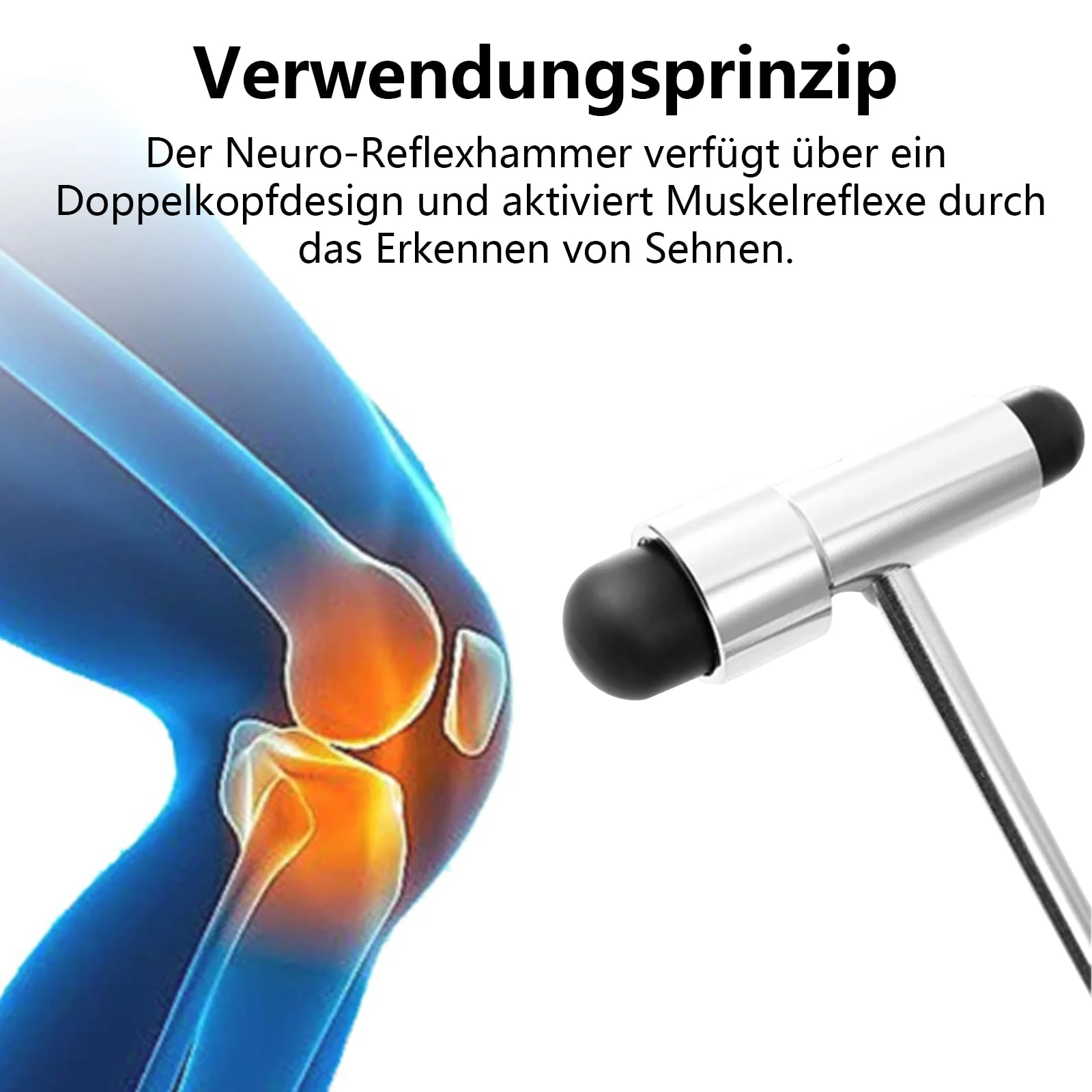 Yuiturt Reflex Hammer Medicine with Built-in Brush, Neuro Reflex Hammer with Double Plastic Head, Neurological Reflex Hammer Heavy, Multifunctional Reflex Diagnostic Hammer for Neurological Tests - Image 3