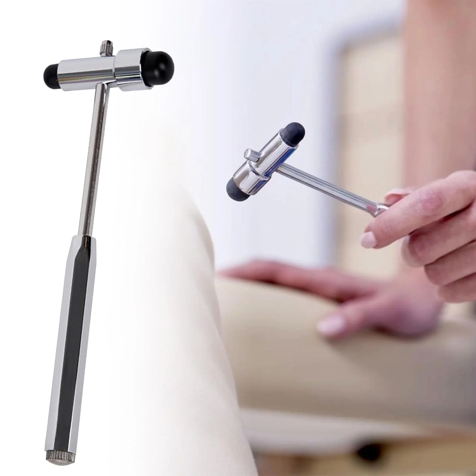 Yuiturt Reflex Hammer Medicine with Built-in Brush, Neuro Reflex Hammer with Double Plastic Head, Neurological Reflex Hammer Heavy, Multifunctional Reflex Diagnostic Hammer for Neurological Tests - Image 5