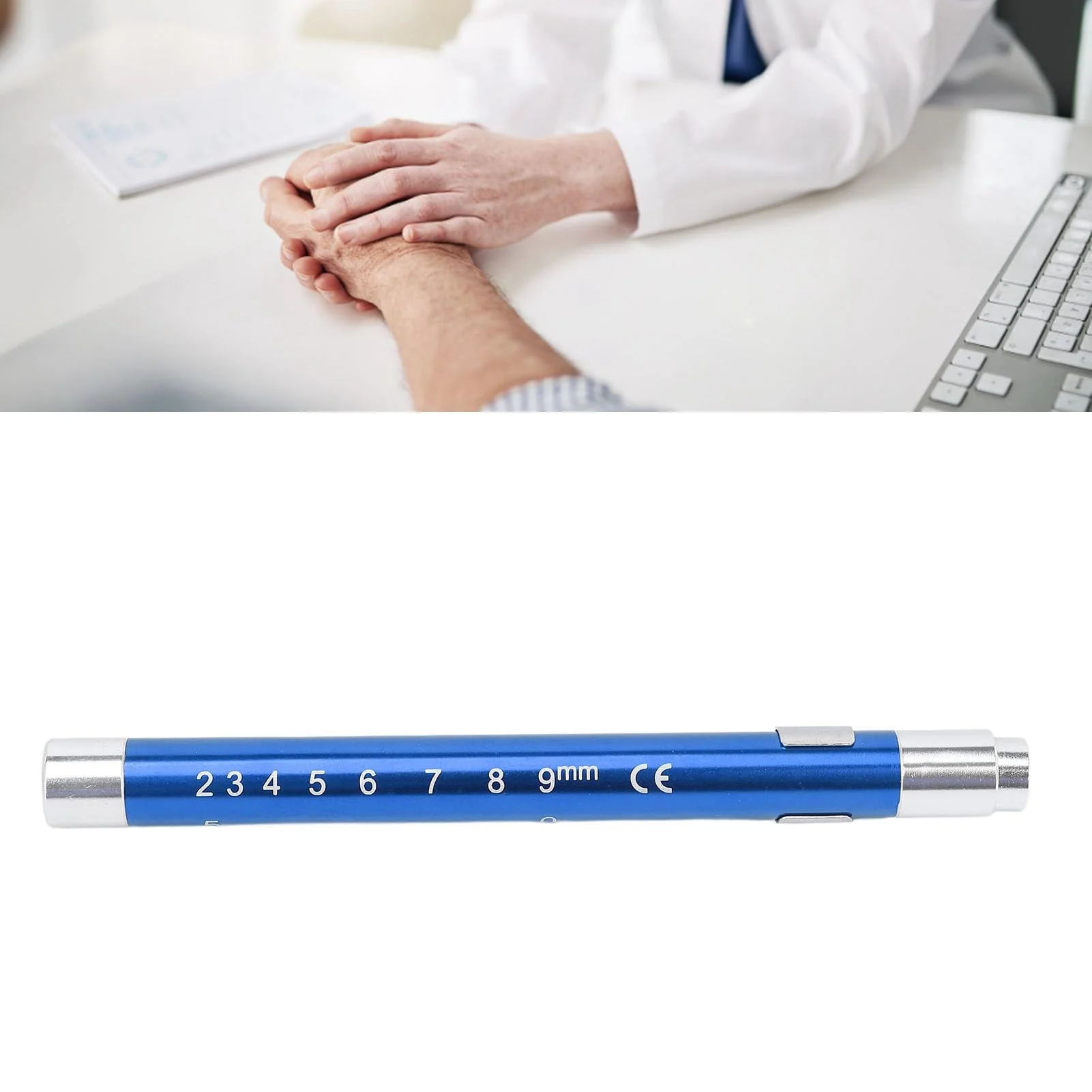 YUYTE Pen Light with Pupil Gauge, LED Pen Light, Yellow Lighting, Concave Head, Aluminium Alloy, Medical Pen Light with Pupil Gauge, for Ear, Nose, Throat (Blue) - Image 5